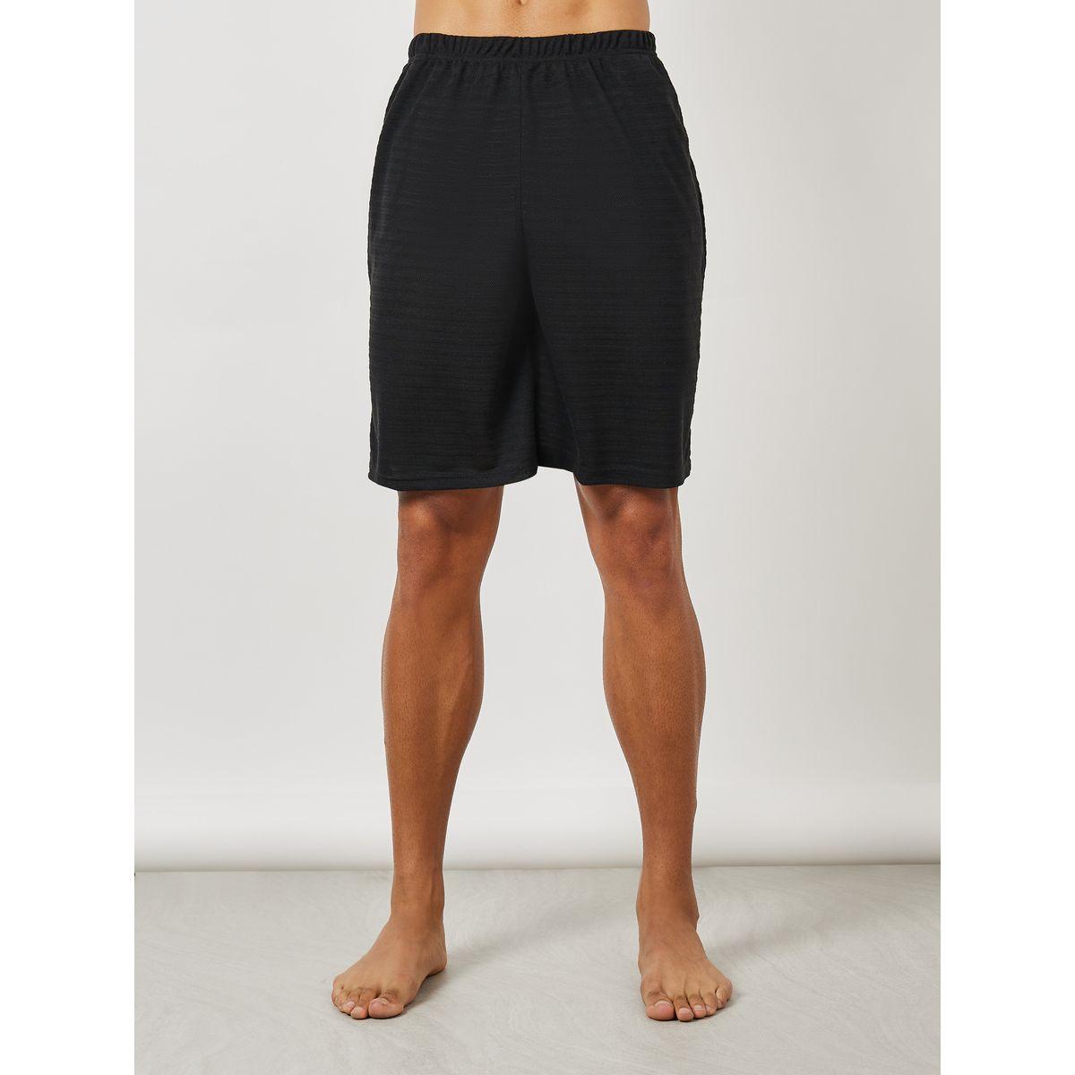 Styli Unwind Textured Round Neck T-Shirt & Shorts Set-men-clothing-nightwear-sets-image-5