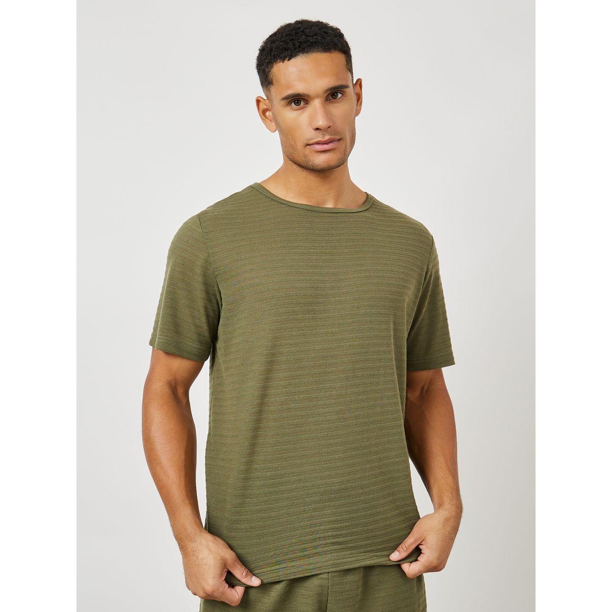 Styli Unwind Textured Round Neck T-Shirt & Shorts Set-men-clothing-nightwear-sets-image-2