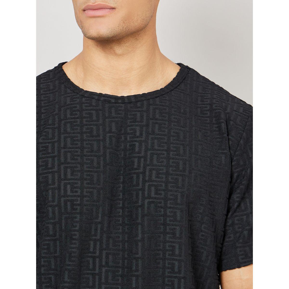 Styli Unwind Textured Short Sleeve T-Shirt and Short Set-men-clothing-nightwear-sets-image-4