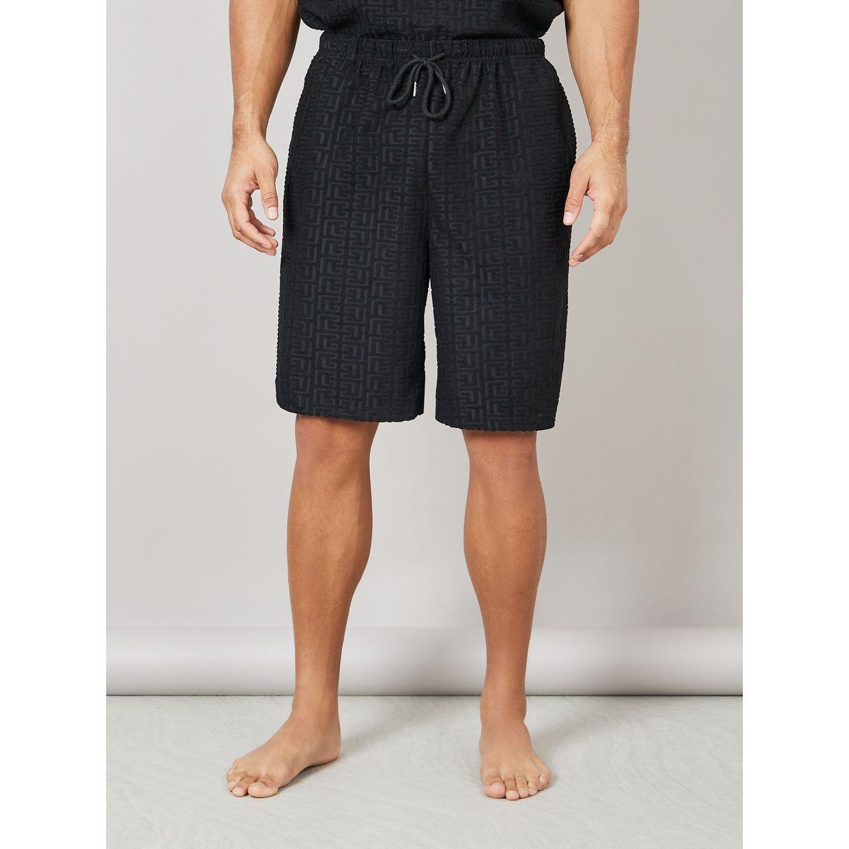 Styli Unwind Textured Short Sleeve T-Shirt and Short Set-men-clothing-nightwear-sets-image-5