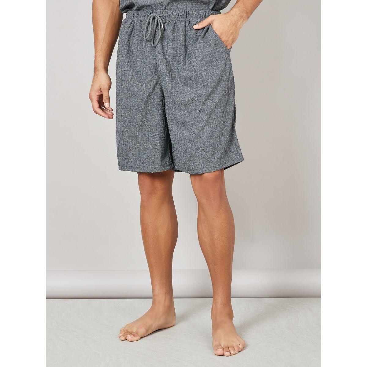 Styli Unwind Textured Short Sleeve T-Shirt and Short Set-men-clothing-nightwear-sets-image-4