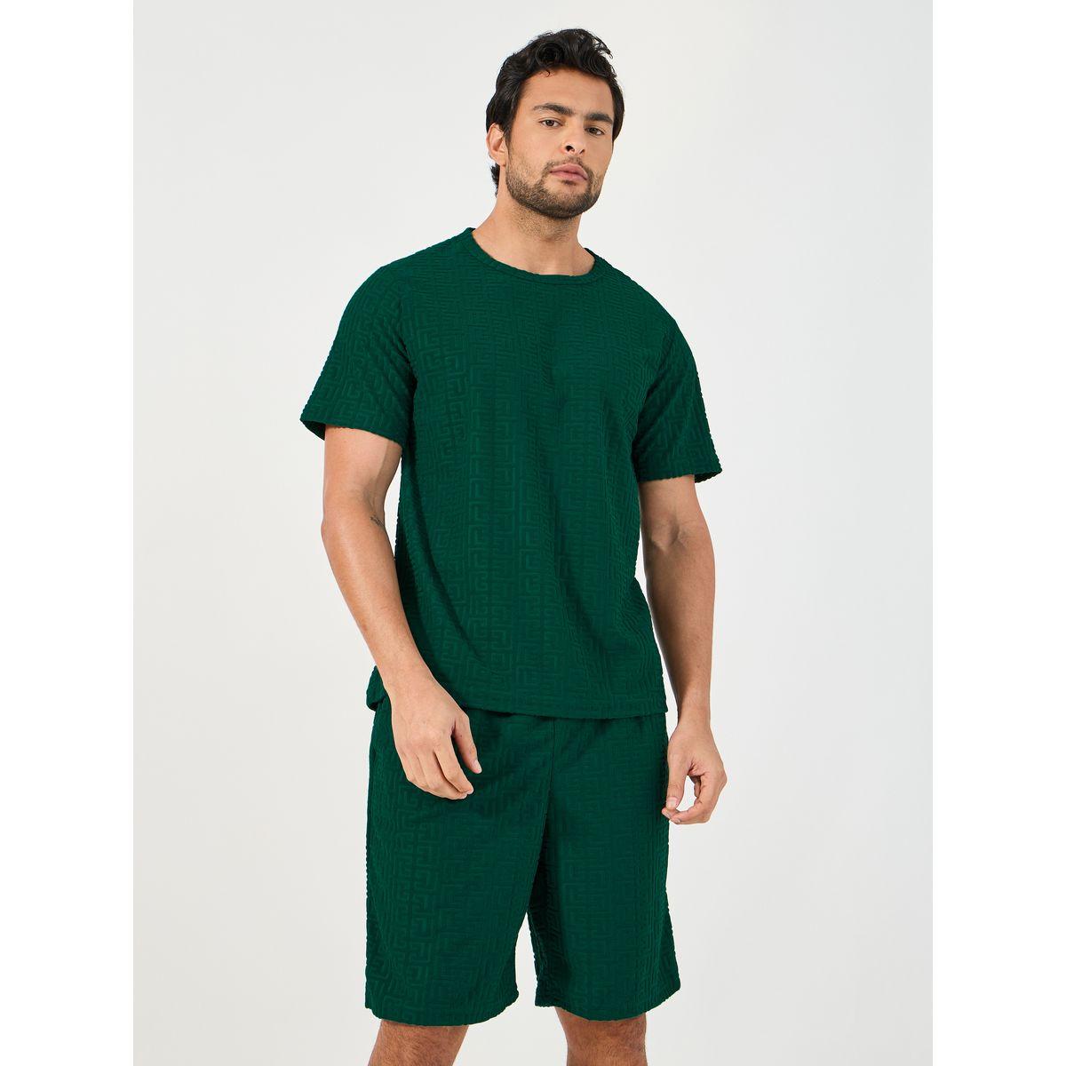 Styli Unwind Textured Short Sleeve T-Shirt & Shorts Set-men-clothing-nightwear-sets-image-2