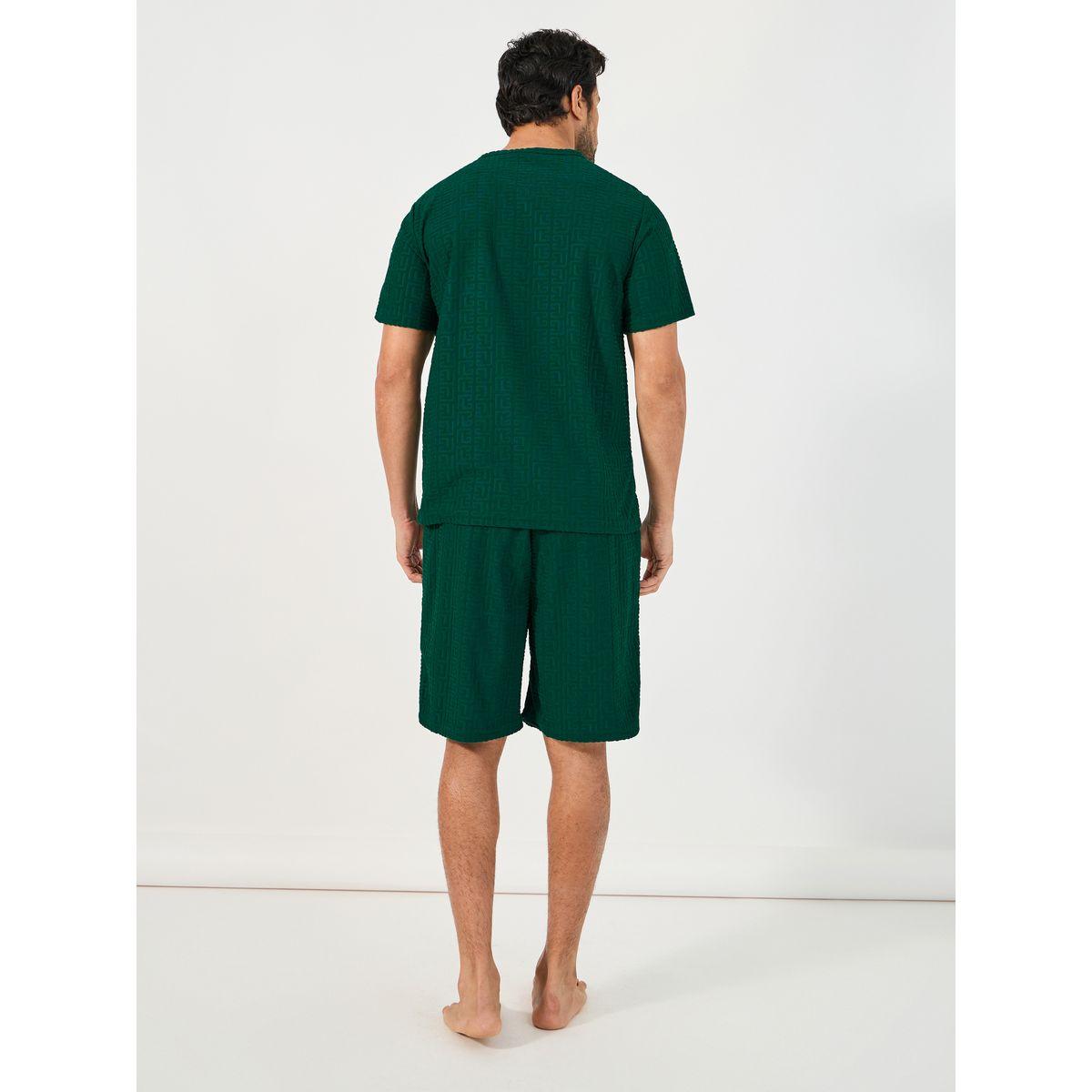 Styli Unwind Textured Short Sleeve T-Shirt & Shorts Set-men-clothing-nightwear-sets-image-5