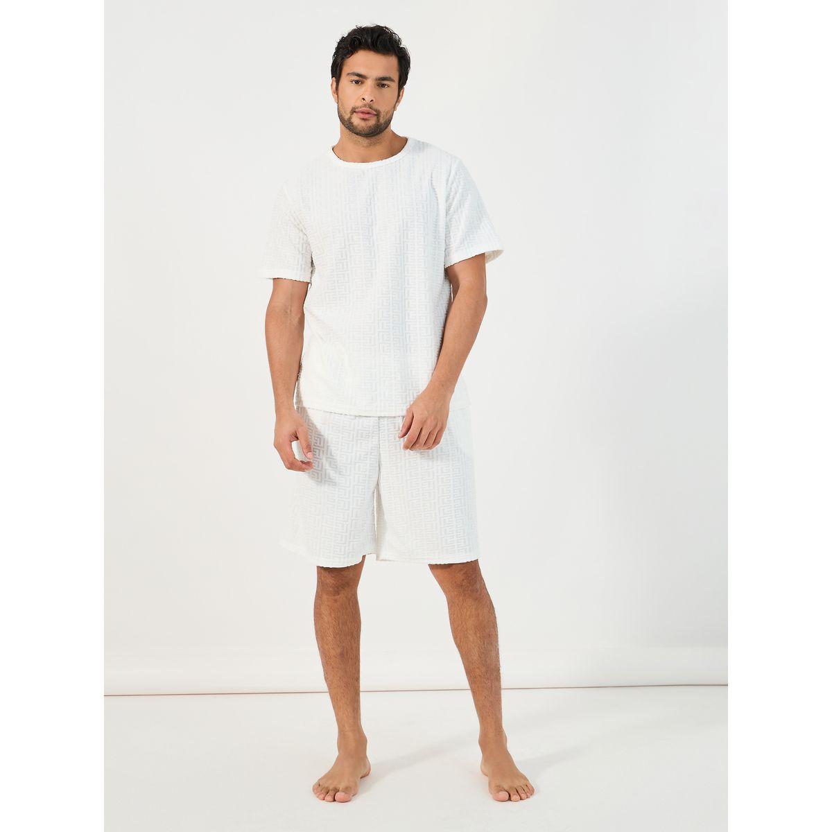 Styli Unwind Textured Short Sleeve T-Shirt & Shorts Set-men-clothing-nightwear-sets-image-1