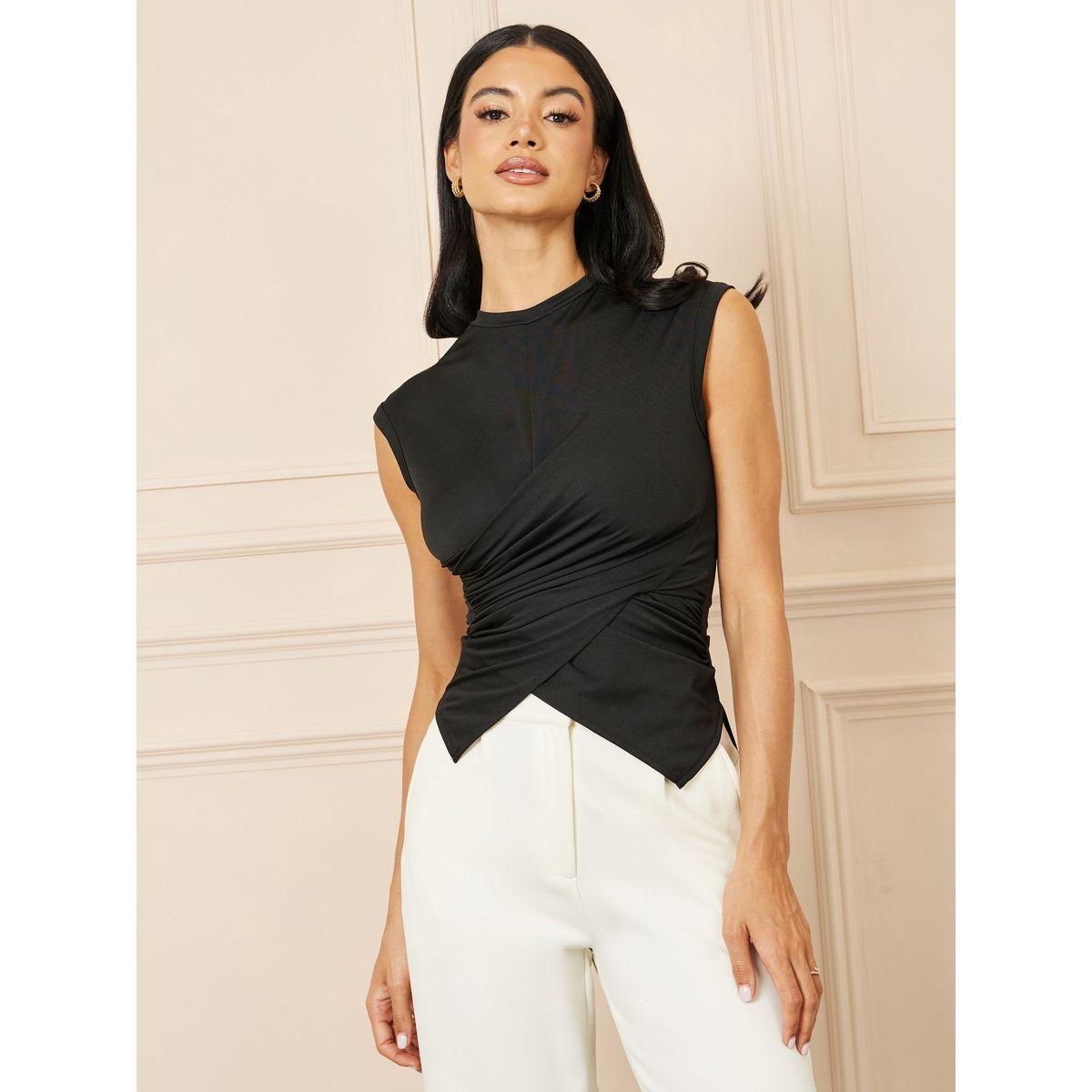 Styli Cross Style Asymmetric Hem Fitted T-shirt-women-clothing-tshirts-image-1