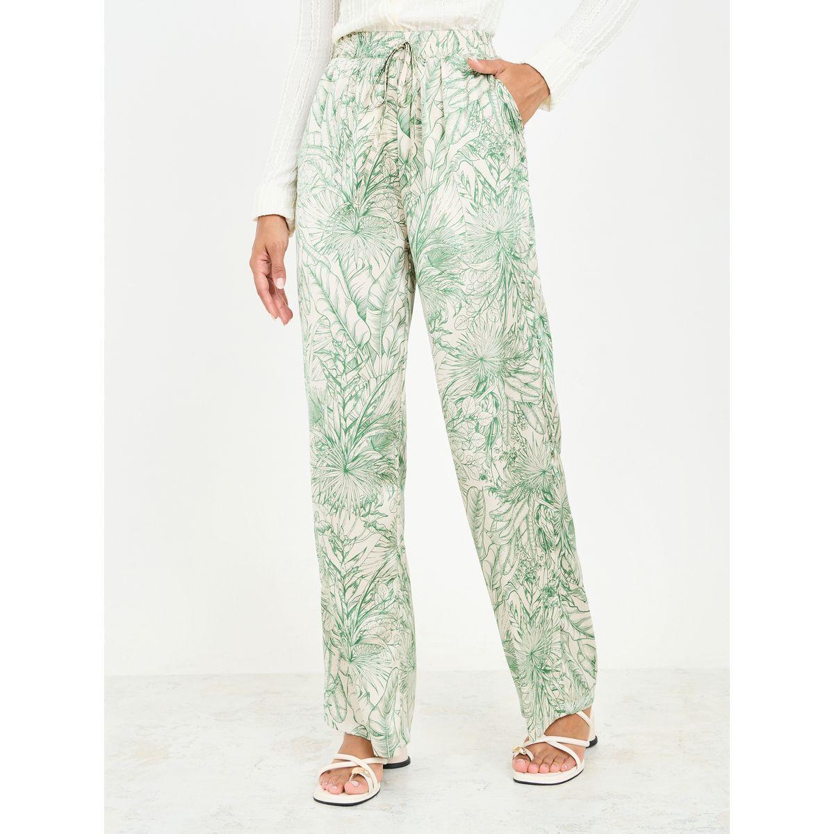 Styli Floral Palm Print Straight Fit Pant with Pocket Detail-women-clothing-bottoms-trousers-image-1