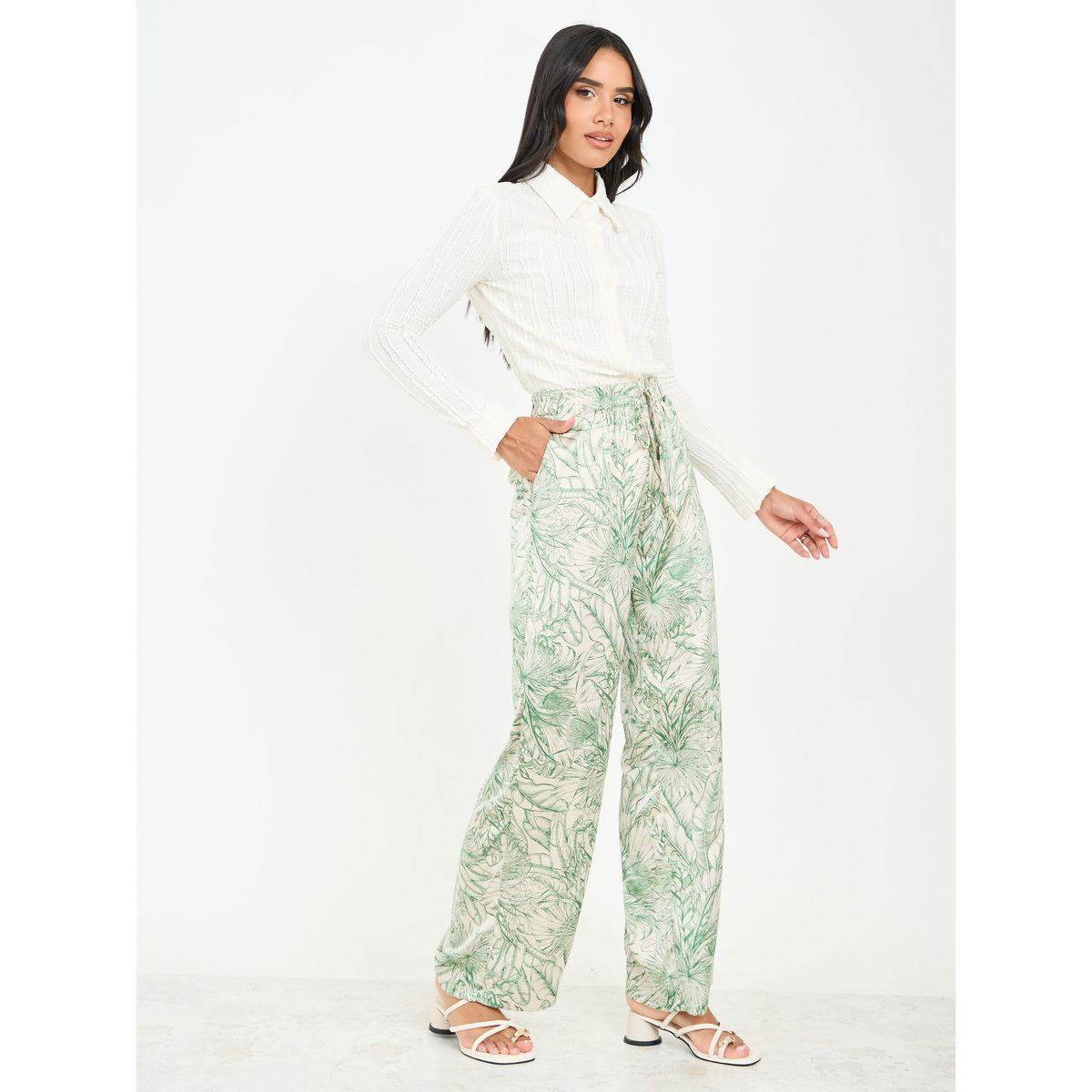 Styli Floral Palm Print Straight Fit Pant with Pocket Detail-women-clothing-bottoms-trousers-image-2