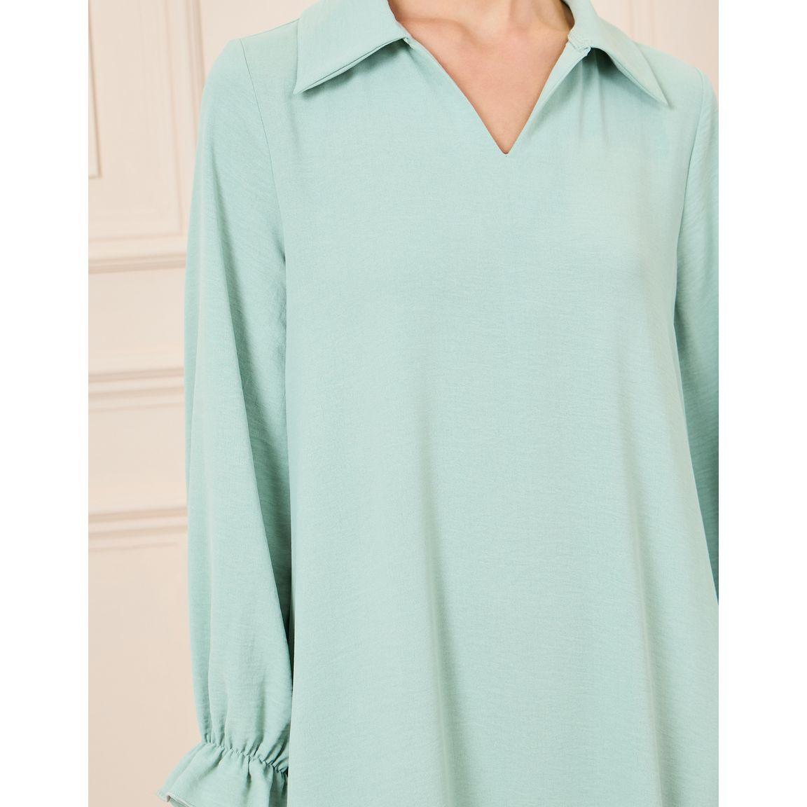 Styli Solid Collared Puff Sleeve Jalabiya-women-arabicclothing-jalabiyas-image-3