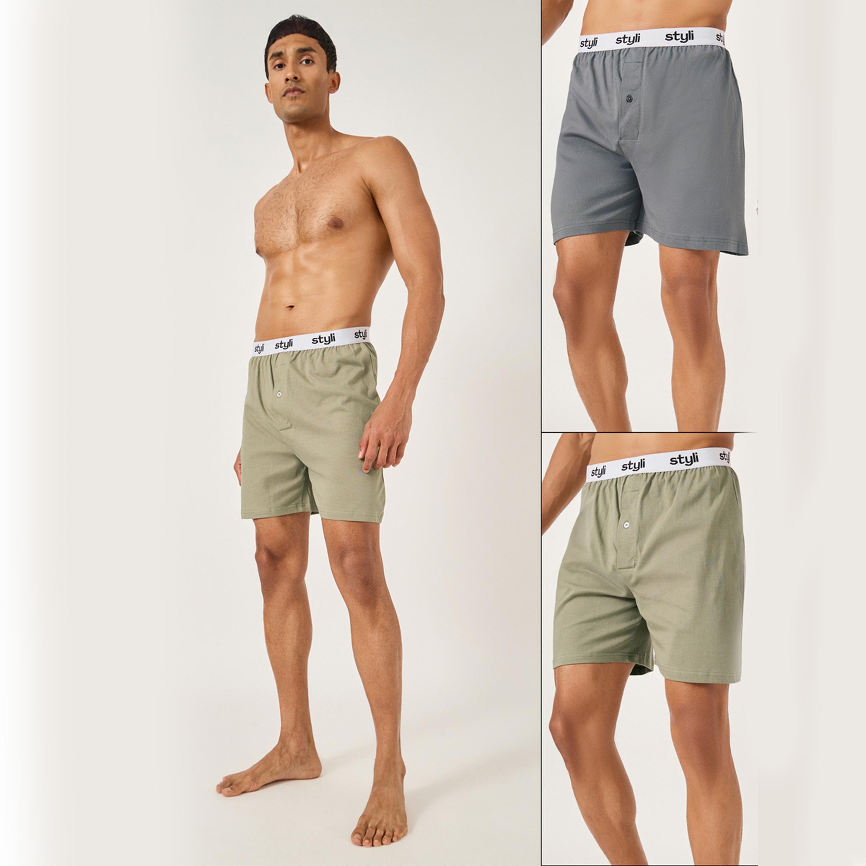 Styli Pack of 2 - Knitted Boxer With Elasticated Waistband-men-clothing-innerwear-underwear-image-1