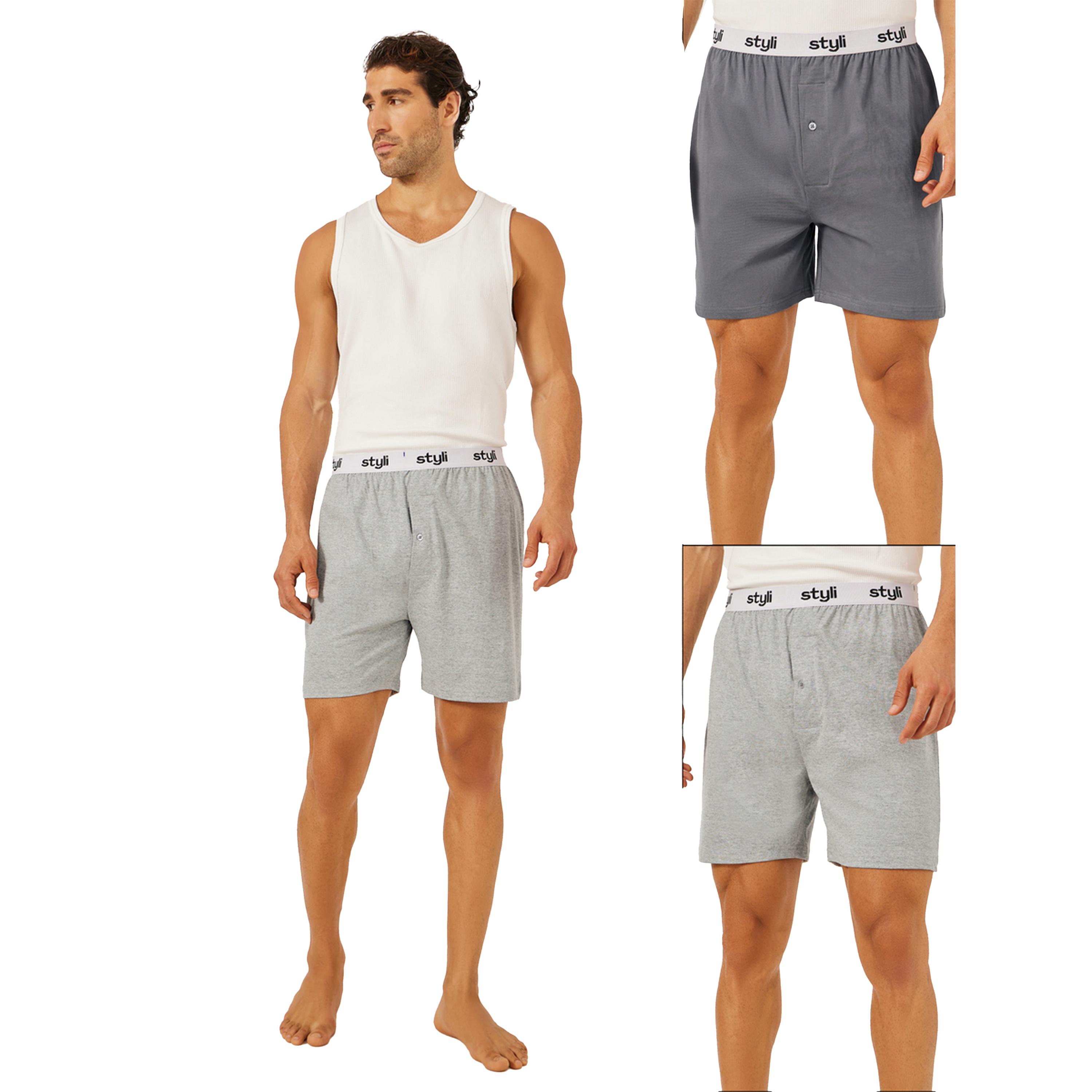 ستايلي - مجموعة من قطعتين - بوكسر محبوك بحزام خصر مطاطي-men-clothing-innerwear-underwear-image-1
