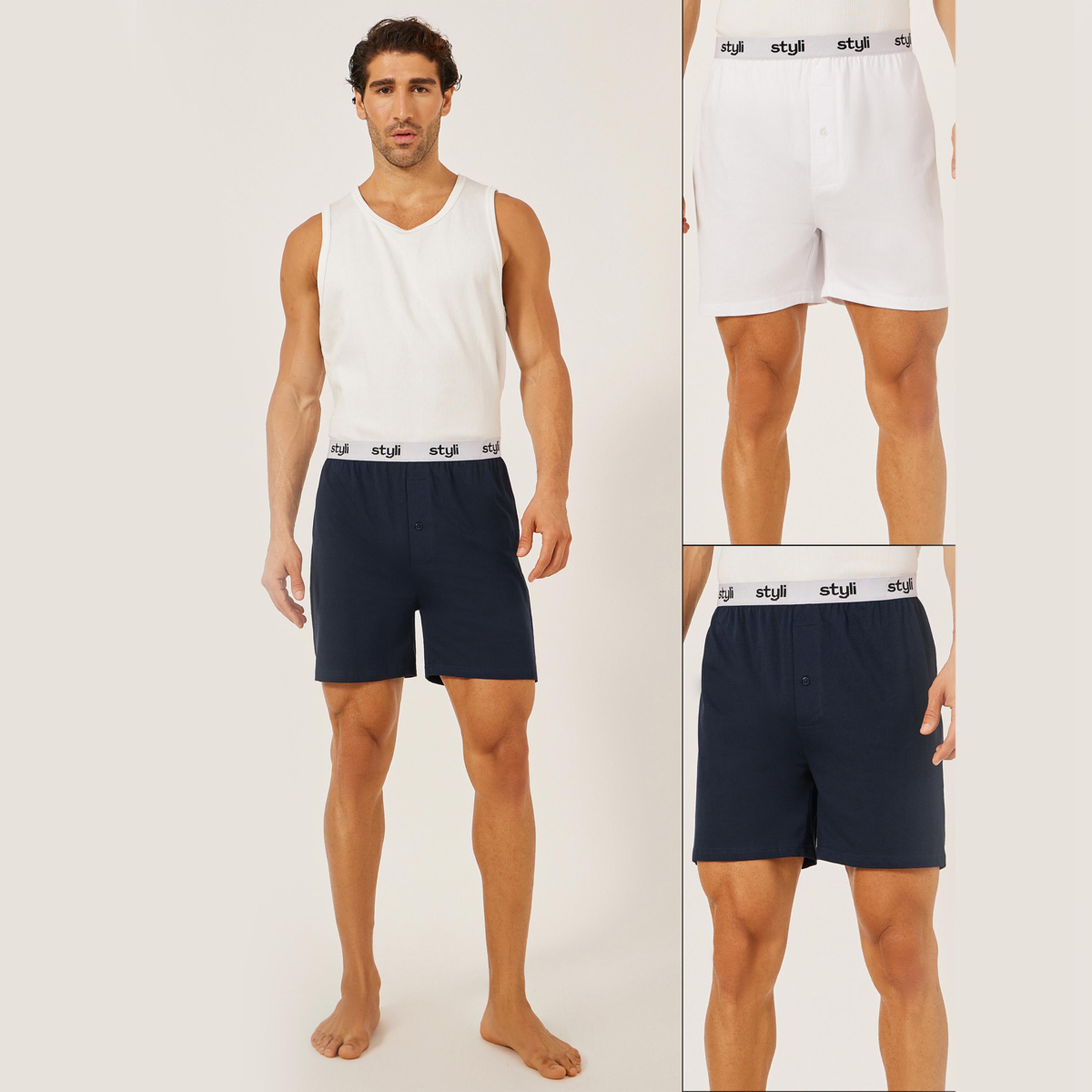 Styli Pack of 2 - Knitted Boxer With Elasticated Waistband-men-clothing-innerwear-underwear-image-1