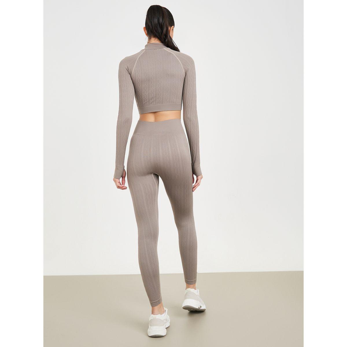 Styli Active Textured High Neck Contrast Stitch Thumbhole Crop Top and Legging Set-sports-women-clothing-trackpantsandtracksuits-image-7