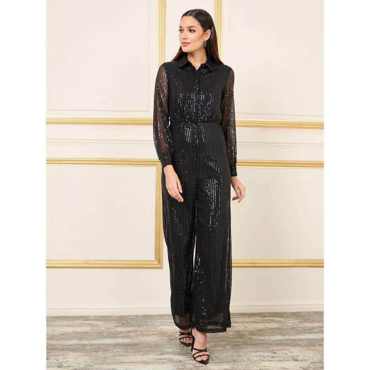 جمبسوت بارجل واسعة وياقة منمقة بالترتر-women-clothing-jumpsuits-image-1