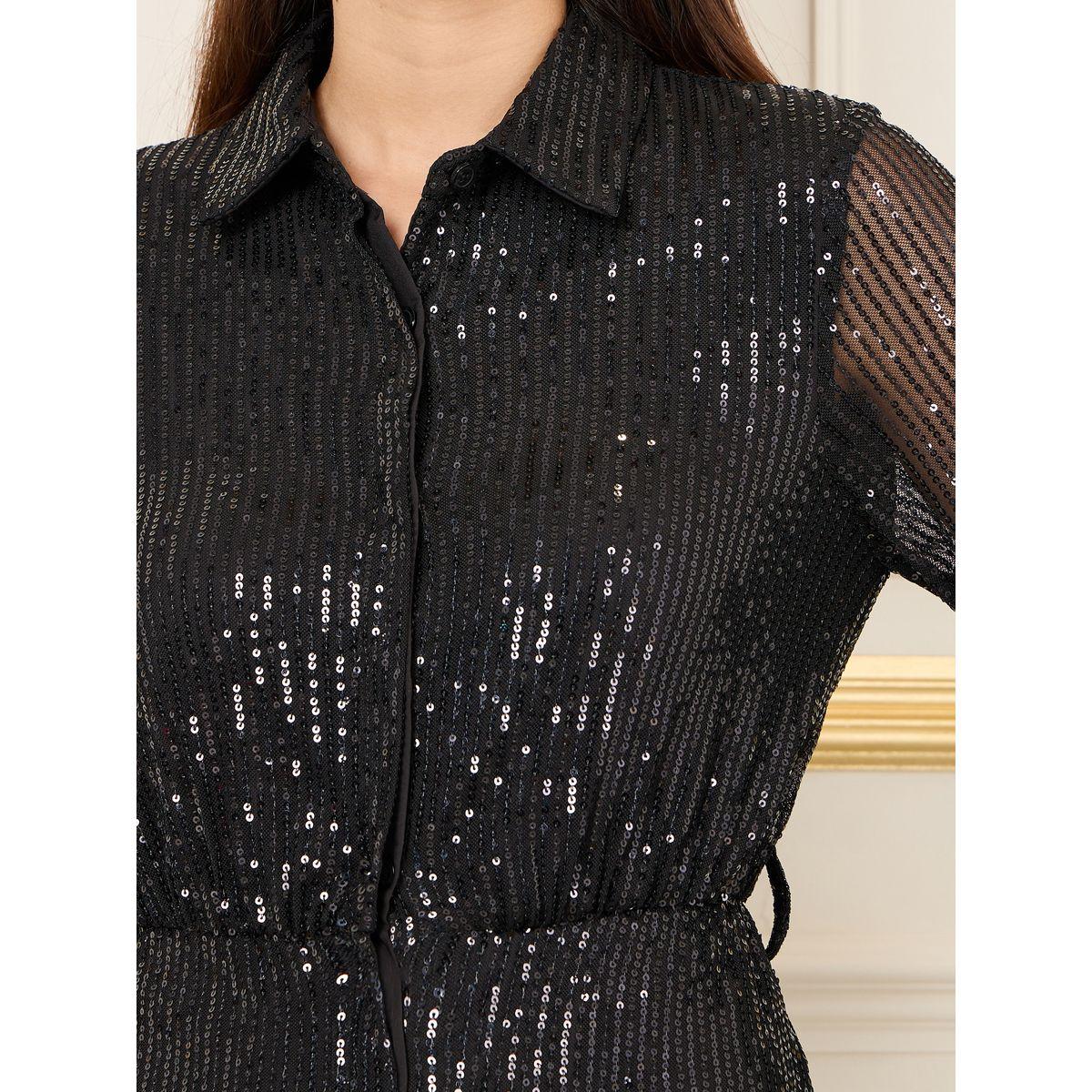 Styli Sequined Collared Tailored Wide Leg Jumpsuit-women-clothing-jumpsuits-image-3