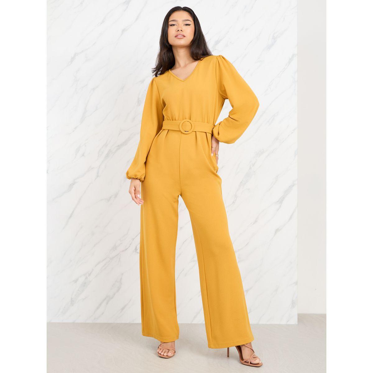 Styli Textured Knit Belted Wide Leg Jumpsuit-women-clothing-jumpsuits-image-1