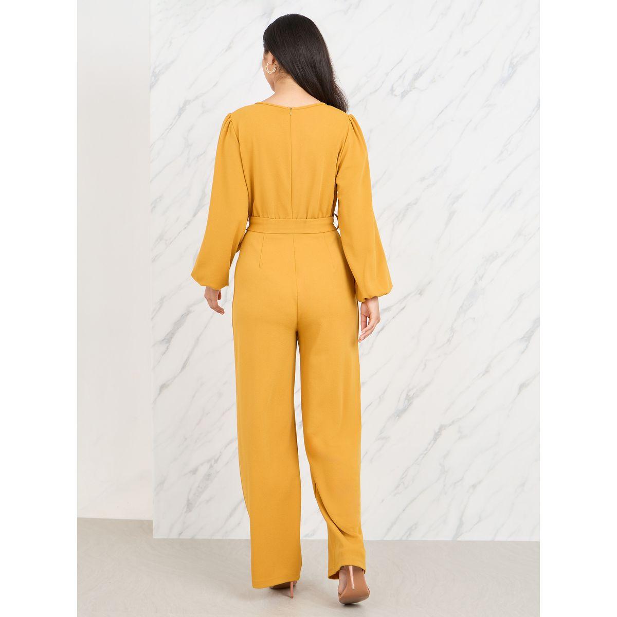 جمبسوت سادة بارجل واسعة مع حزام-women-clothing-jumpsuits-image-4