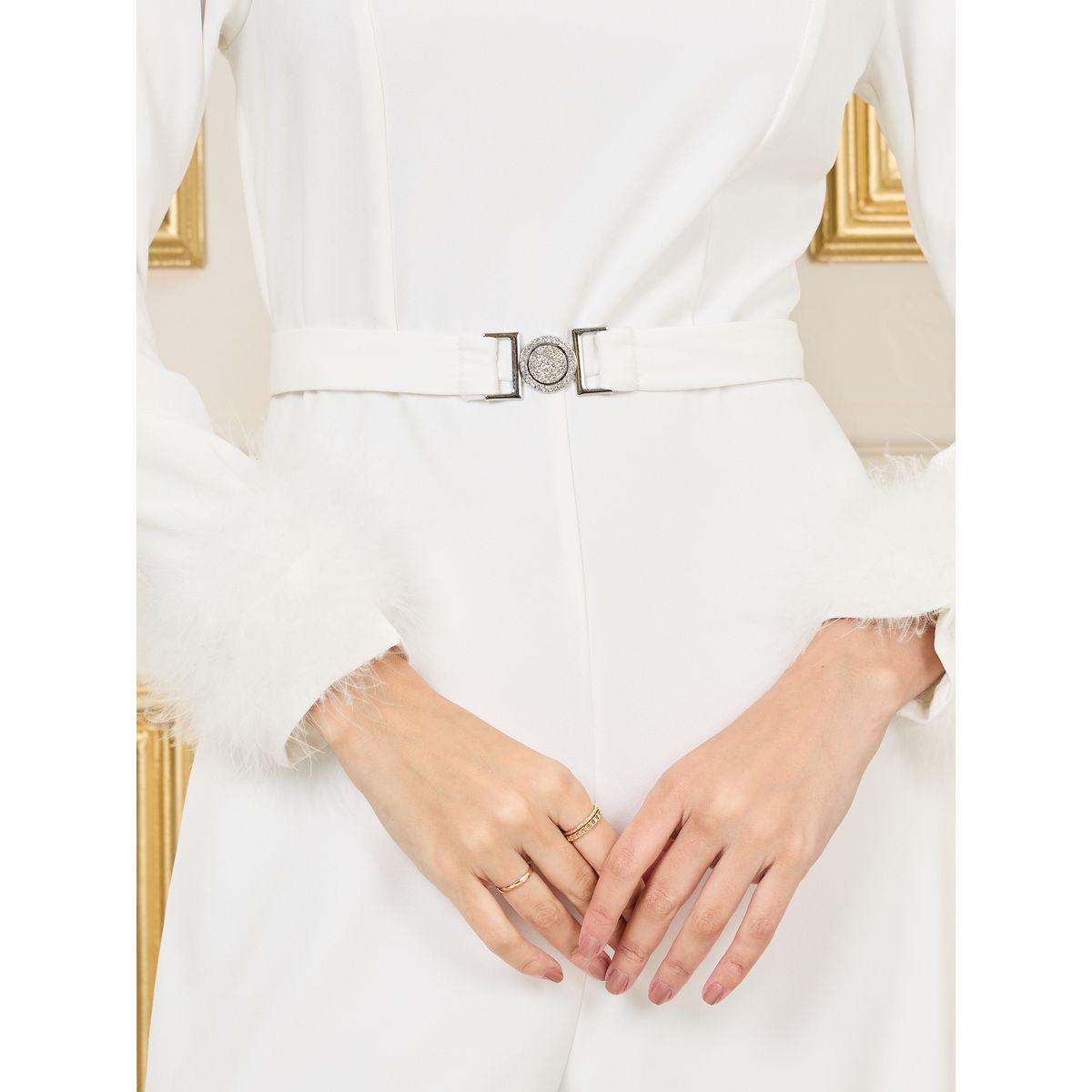 Styli Faux Fur Trim Wide Leg Jumpsuit with Embellished Belt-women-clothing-jumpsuits-image-3