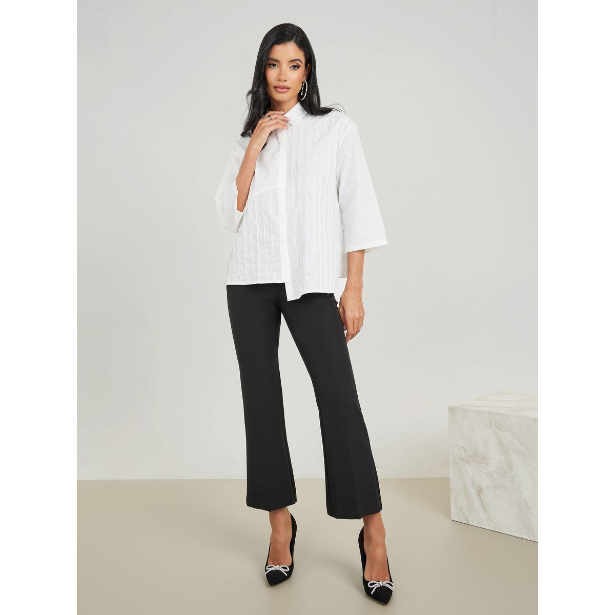 Styli Oversized Pleated Asymmetrical Hem Shirt-women-clothing-shirtsandblouses-shirts-image-4