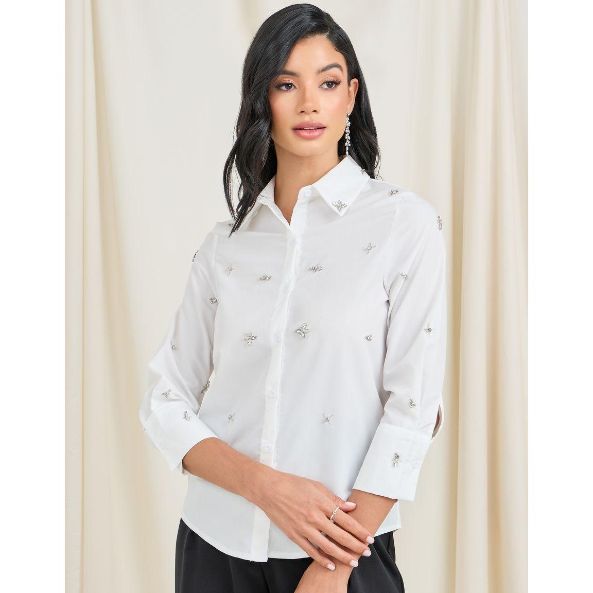 Styli Embellished Long Sleeve Button Down Shirt-women-clothing-shirtsandblouses-shirts-image-1
