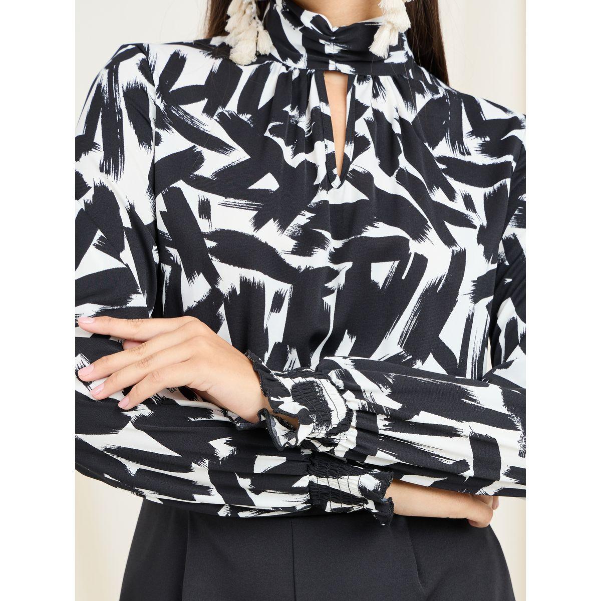 Styli Abstract Print High Neck Tailored Wide Leg Jumpsuit-women-clothing-jumpsuits-image-4