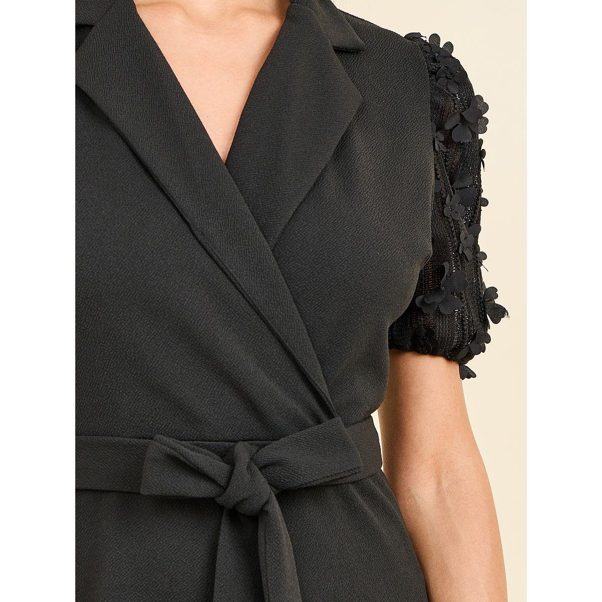 Styli Floral Applique Sleeves Notch Neck Wide Leg Tailored Jumpsuit-women-clothing-jumpsuits-image-3