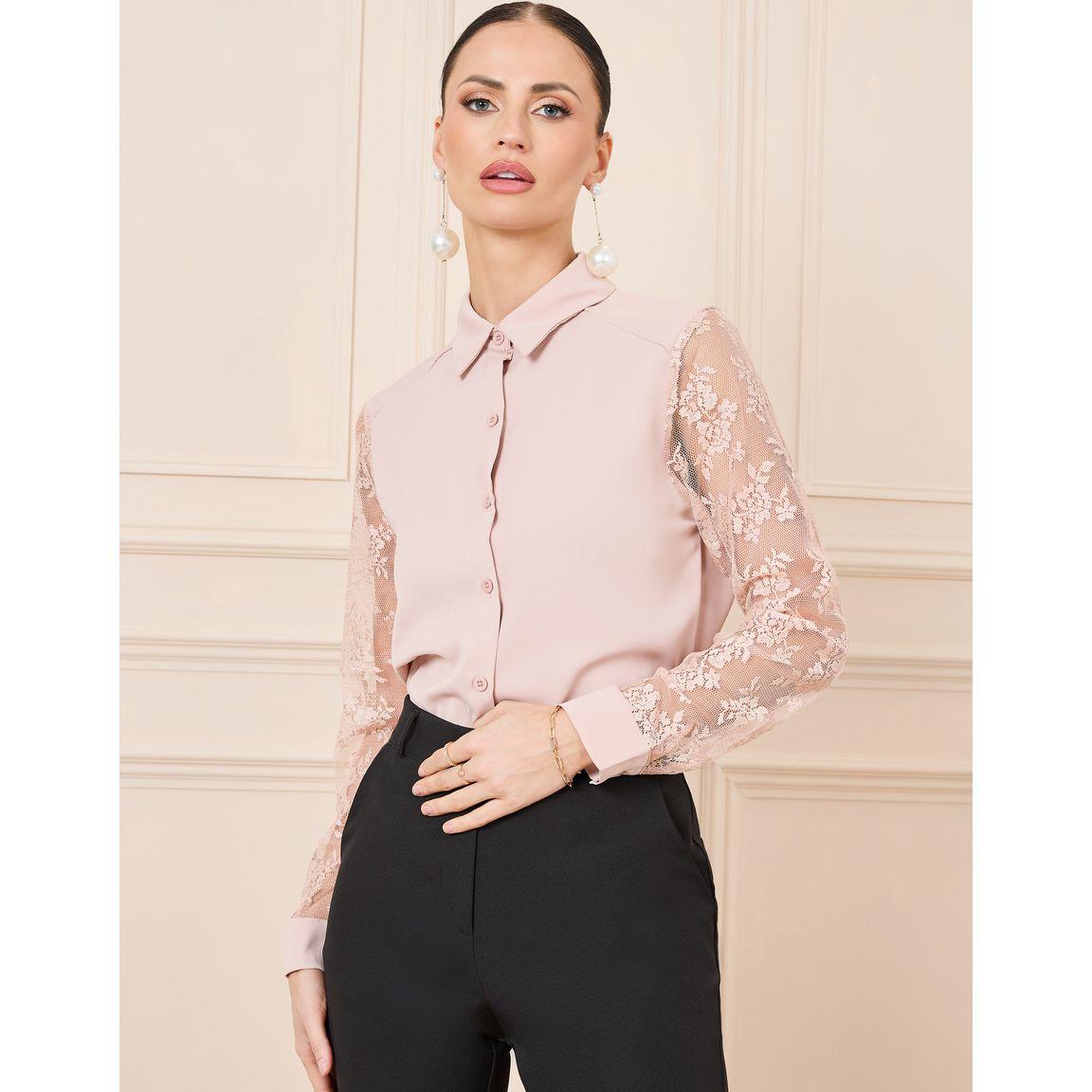 بلوزة بتفاصيل شبكية وأزرار غلق-women-clothing-shirtsandblouses-shirts-image-1