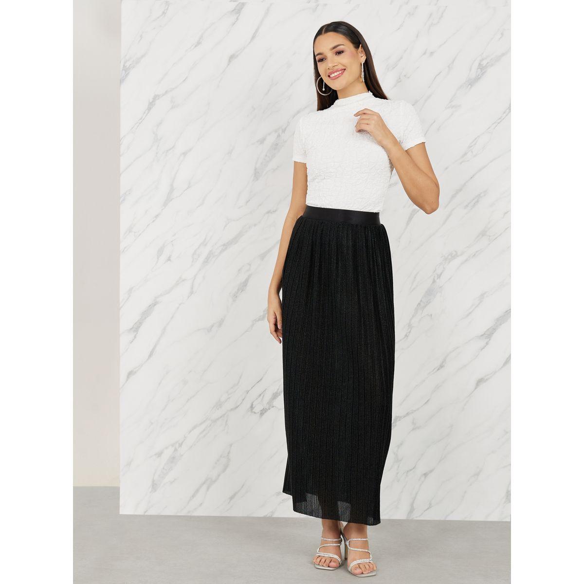 تنورة بليسيه طويل بتفاصيل براقة-women-clothing-bottoms-skirts-image-2