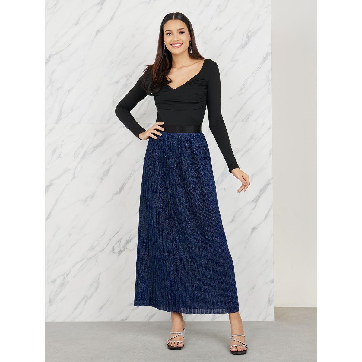 تنورة بليسيه طويل بتفاصيل براقة-women-clothing-bottoms-skirts-image-2