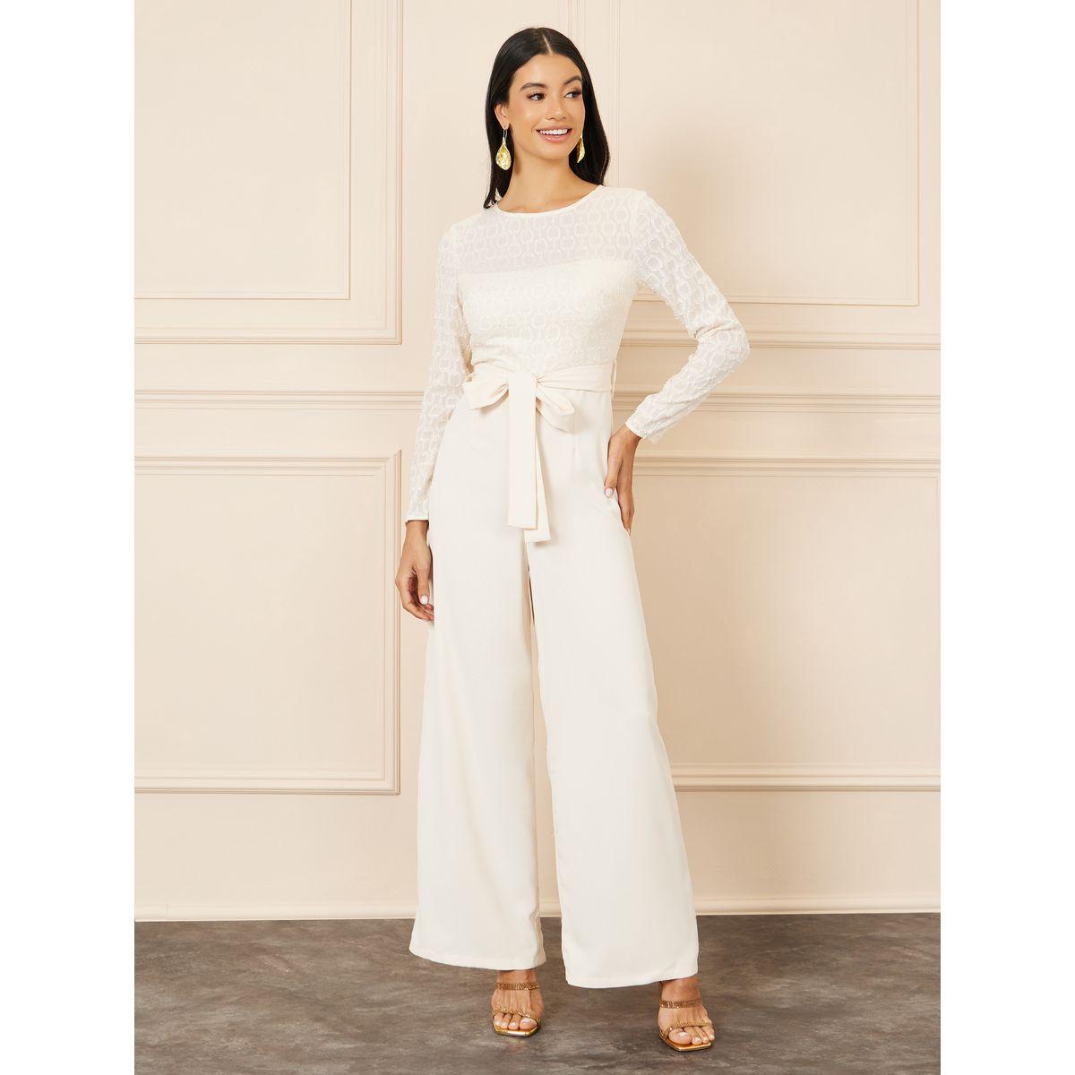 جمبسوت جاكار بارجل واسعة ورباط خصر-women-clothing-jumpsuits-image-1