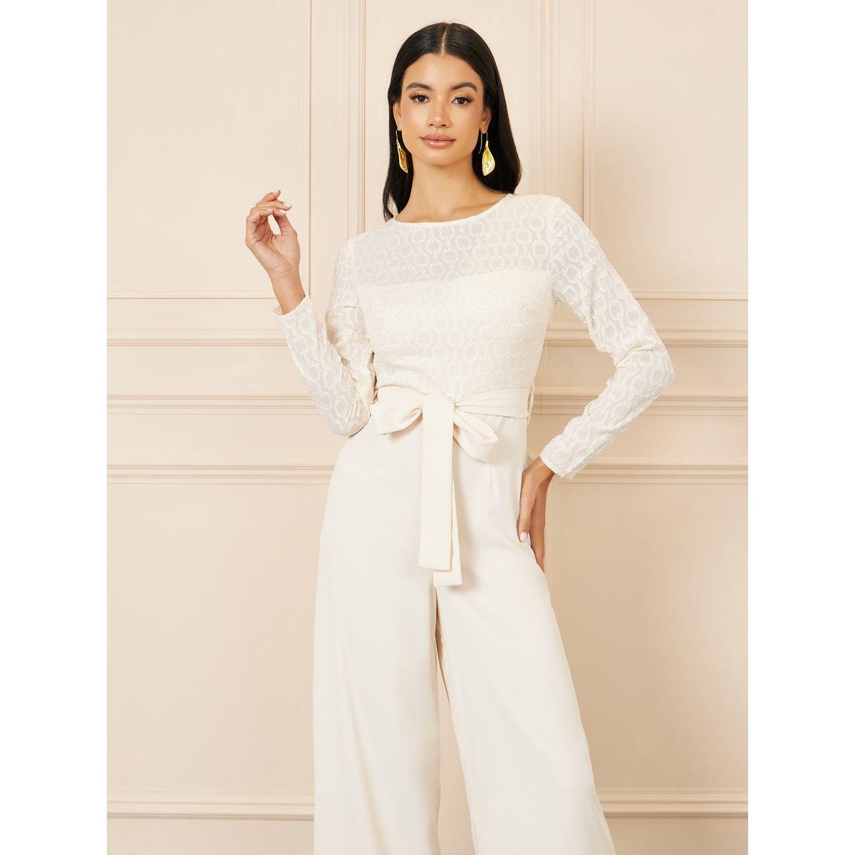جمبسوت جاكار بارجل واسعة ورباط خصر-women-clothing-jumpsuits-image-2