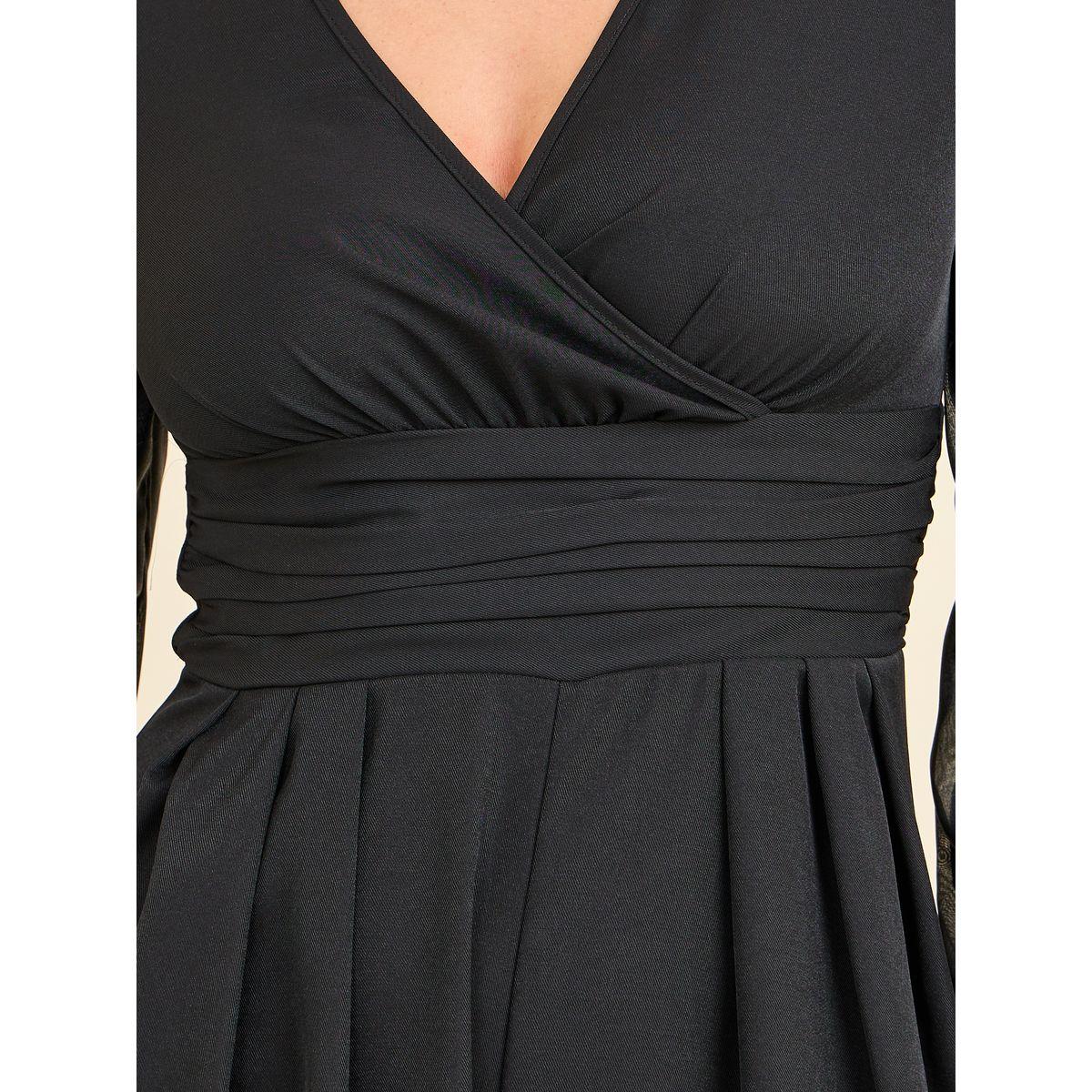 Styli Organza Sleeves Pleated Detail Wide Leg Tailored Jumpsuit-women-clothing-jumpsuits-image-3