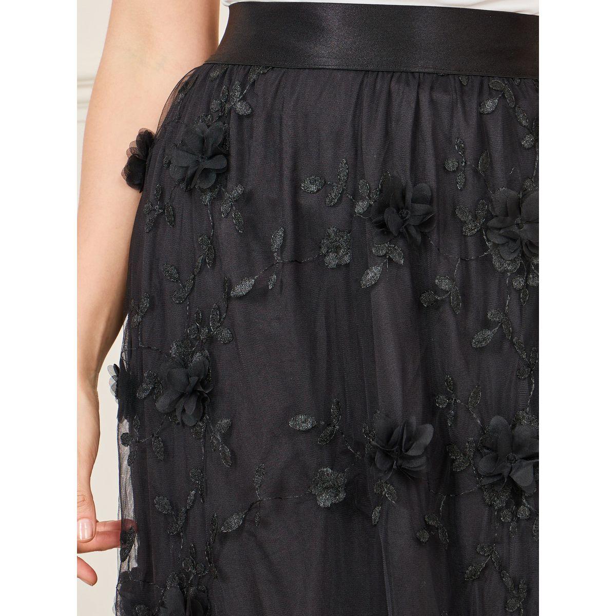 Styli Floral Applique Embroidered Mesh A-Line Midi Skirt-women-clothing-bottoms-skirts-image-3