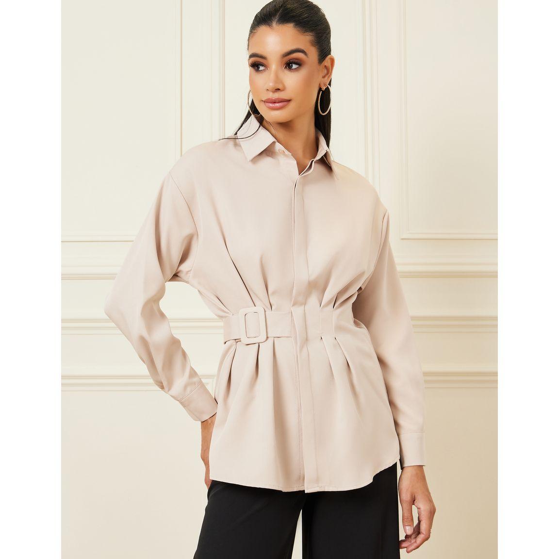 Styli Belt Detail Shirt with Button Placket-women-clothing-shirtsandblouses-shirts-image-1