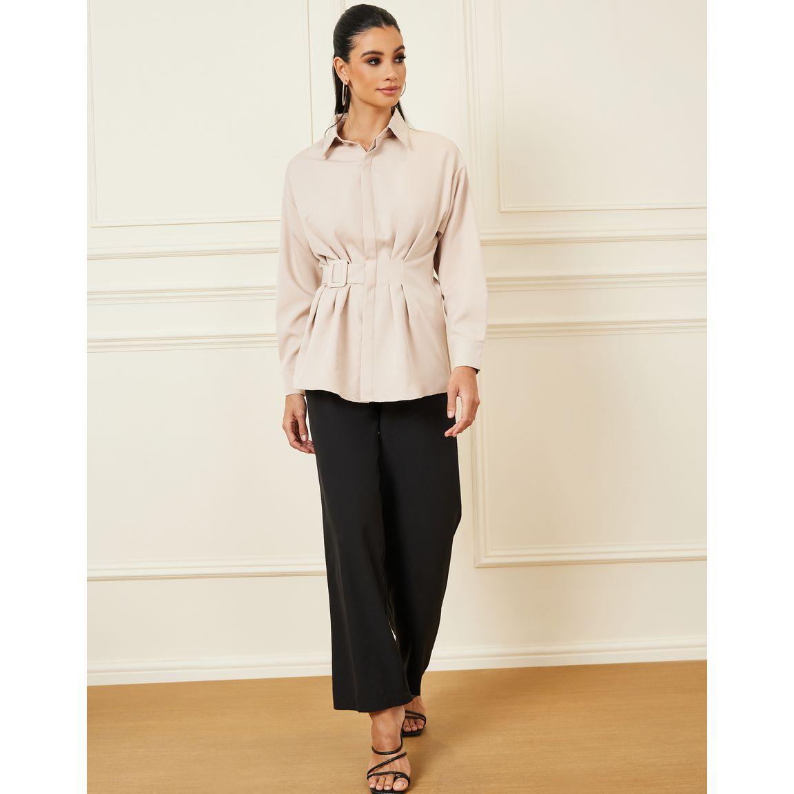 Styli Belt Detail Shirt with Button Placket-women-clothing-shirtsandblouses-shirts-image-2