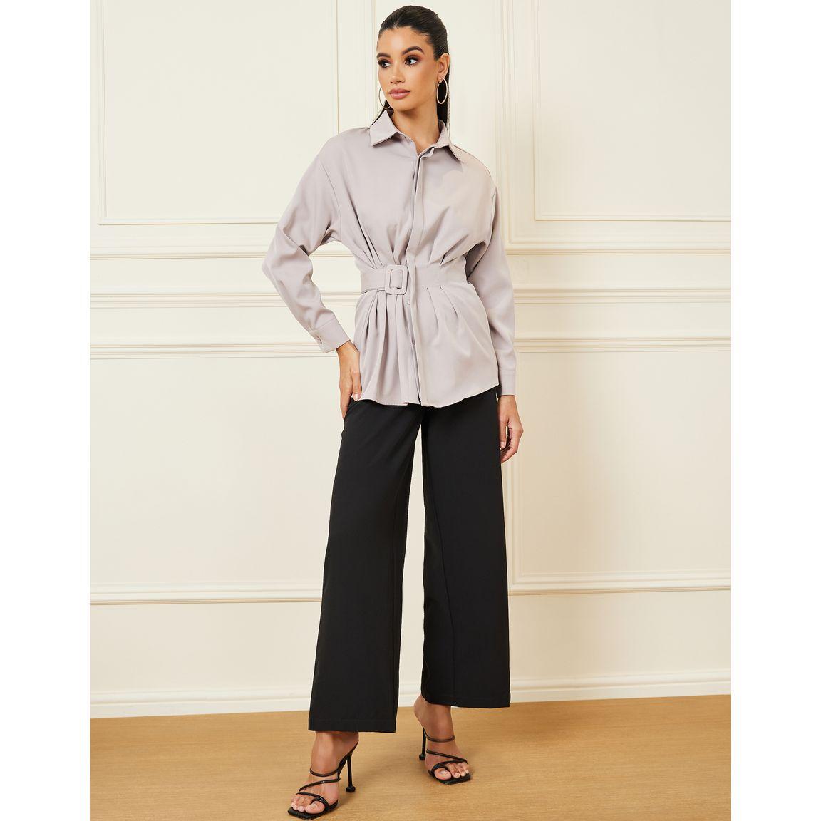 Styli Belt Detail Shirt with Button Placket-women-clothing-shirtsandblouses-shirts-image-2