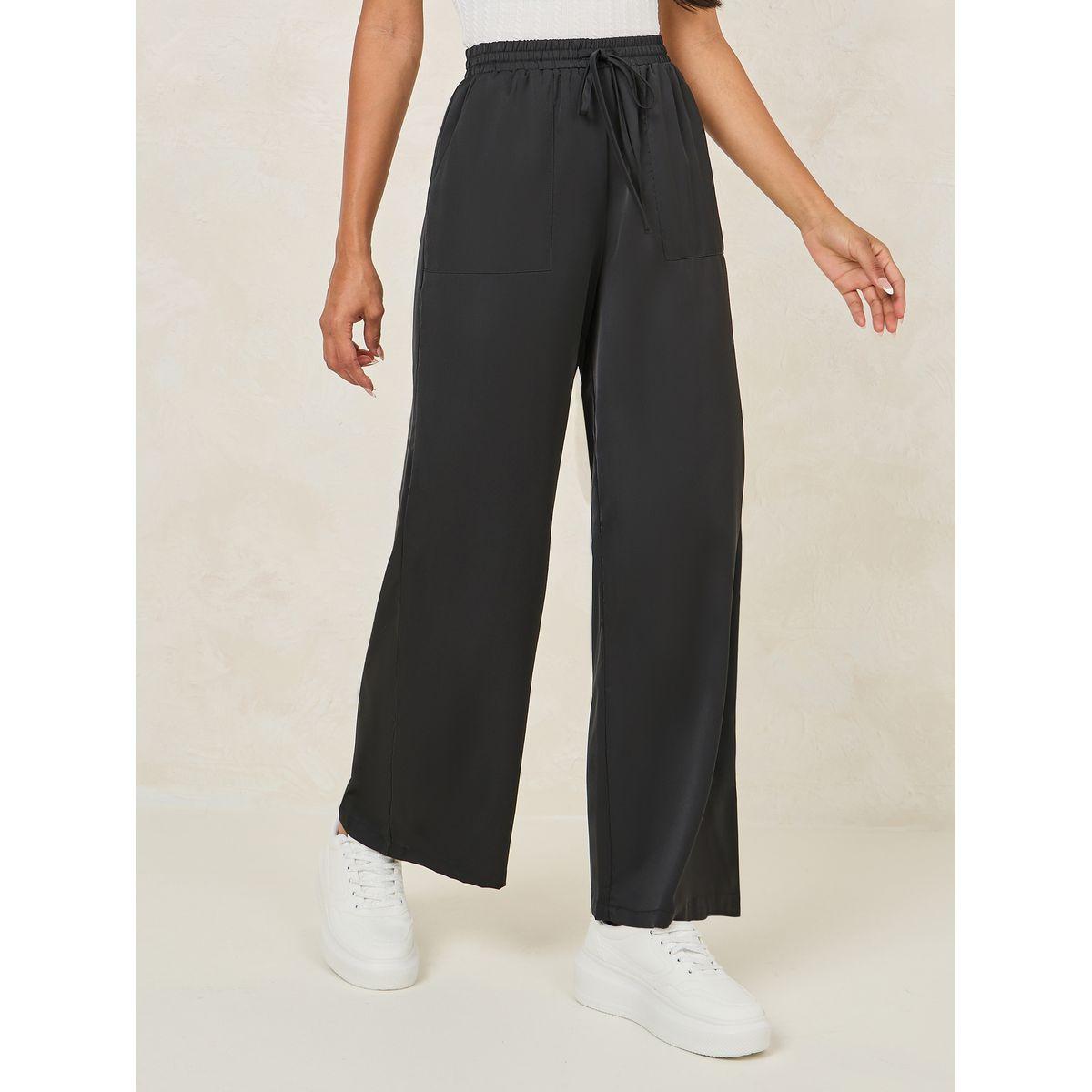 بنطال ساتان بقصة مستقيمة واربطة-women-clothing-bottoms-trousers-image-1