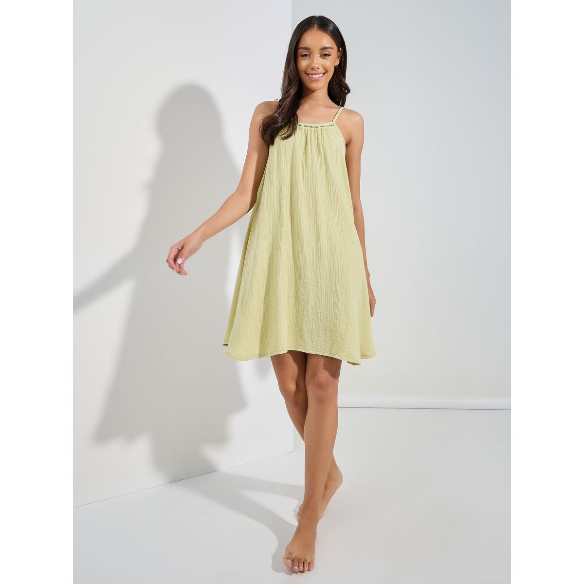 Styli Unwind Cotton Gauze Lace Ladder Insert Slip Dress-women-clothing-nightwear-nighties-image-1