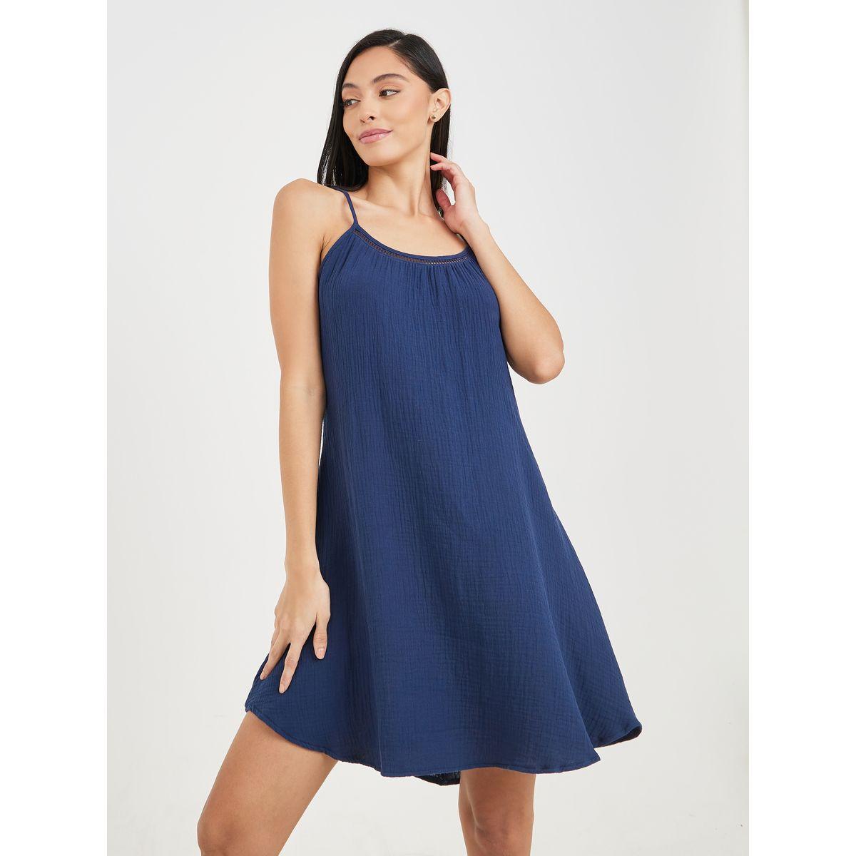 Styli Unwind Cotton Gauze Lace Ladder Insert Slip Dress-women-clothing-nightwear-nighties-image-1