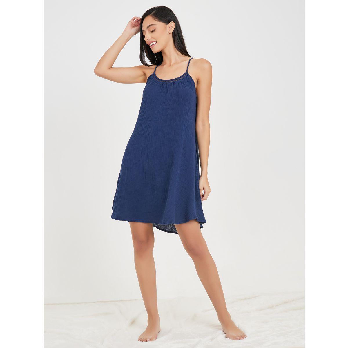 Styli Unwind Cotton Gauze Lace Ladder Insert Slip Dress-women-clothing-nightwear-nighties-image-2