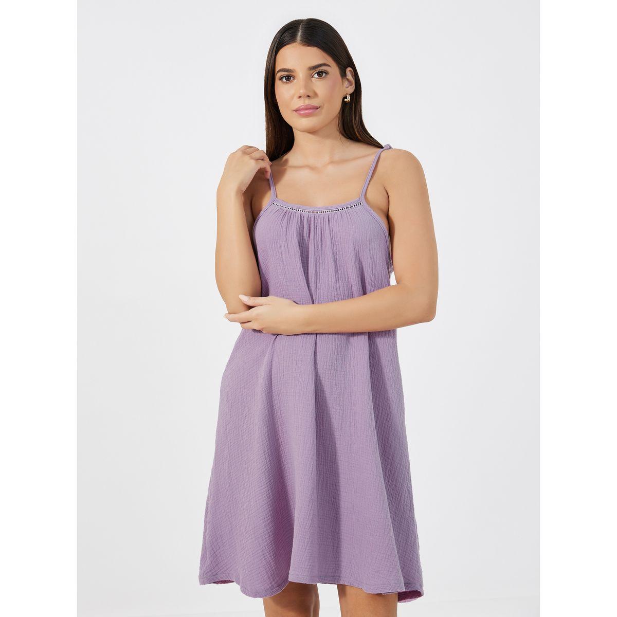 Styli Unwind Cotton Gauze Lace Ladder Insert Slip Dress-women-clothing-nightwear-nighties-image-1