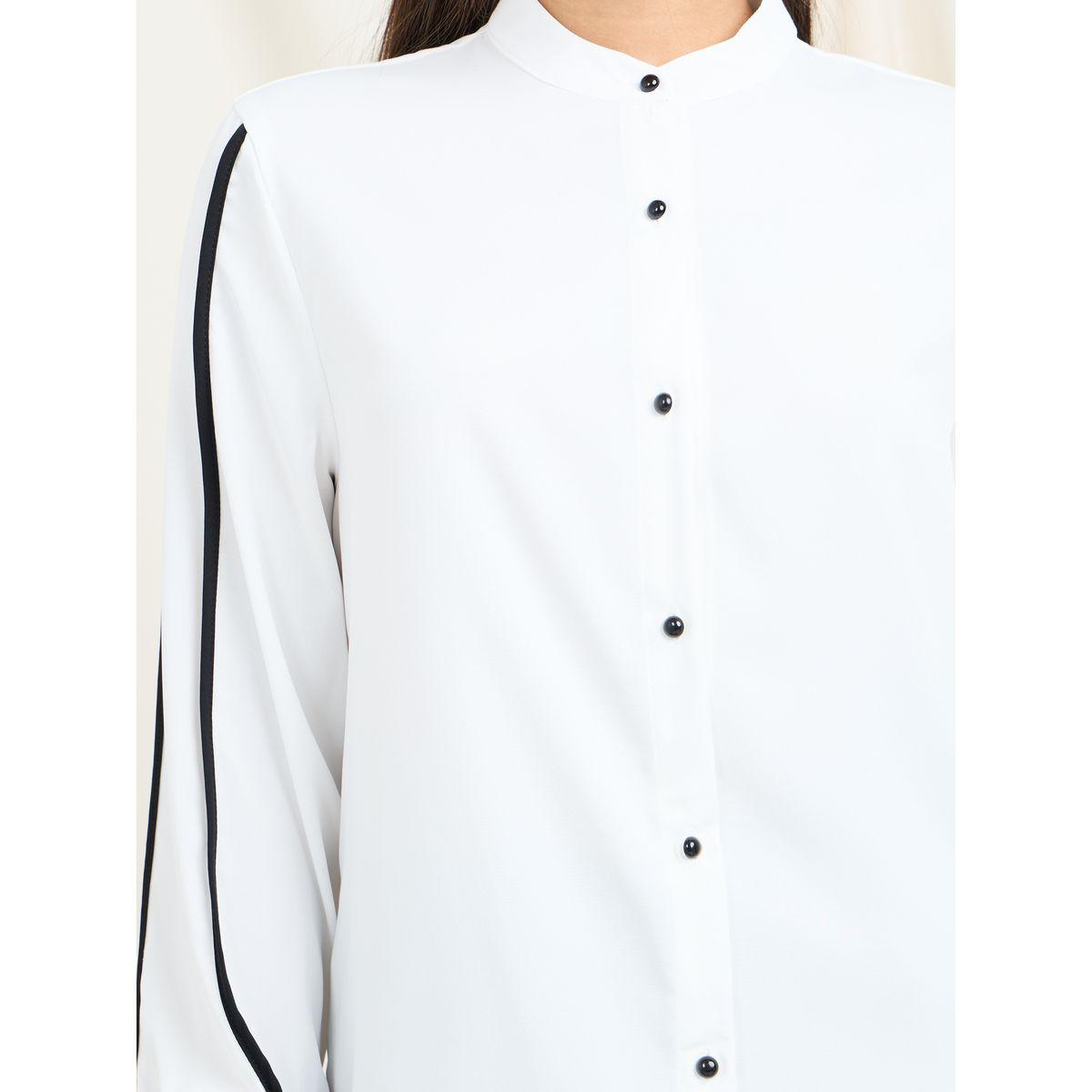 Styli Contrast Piped Detail Mandarin Collar Blouse-women-clothing-shirtsandblouses-blouses-image-4