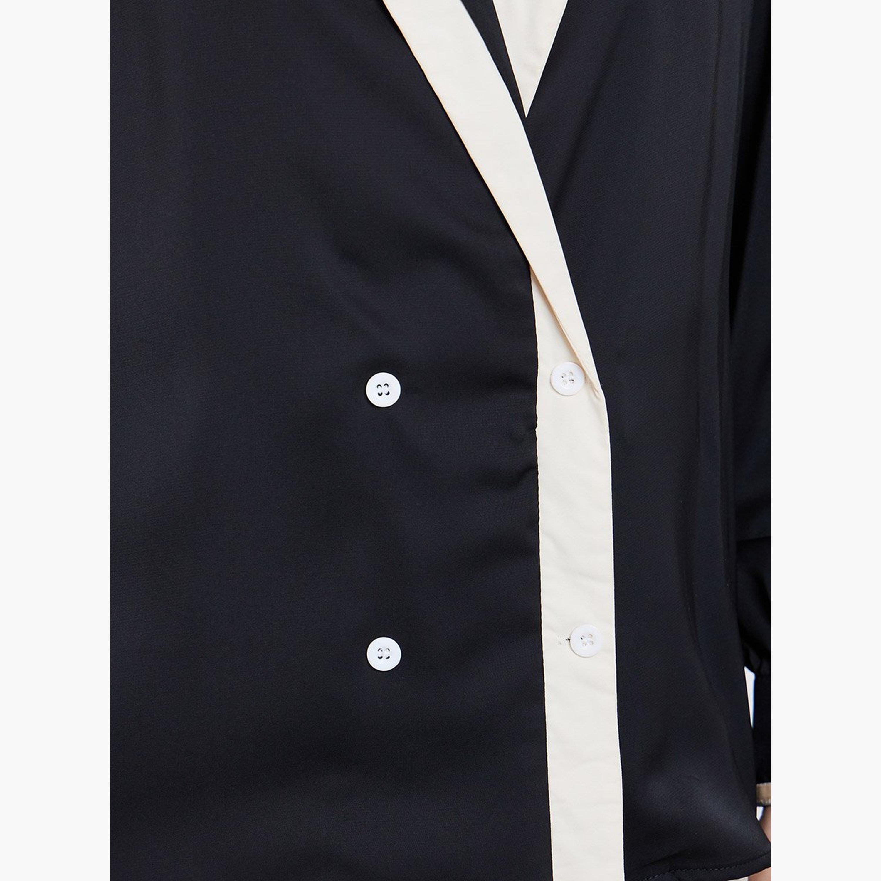 ستايلي - بلوزة ملفوفة بأكمام منفوخة ورقبة متباينة اللون-women-clothing-shirtsandblouses-blouses-image-4