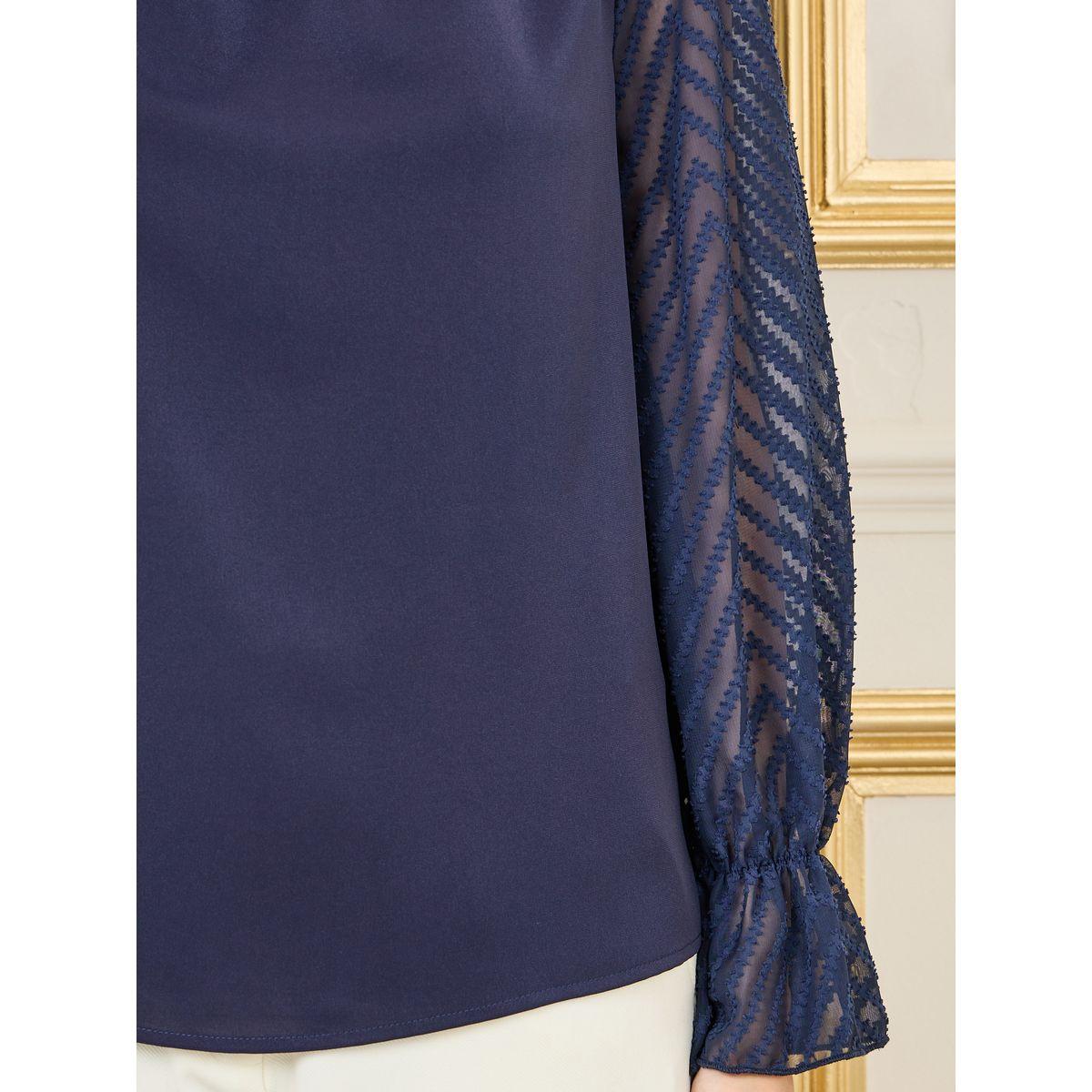 Styli Dobby Zig Zag Texture Pleated High Neck Blouse-women-clothing-shirtsandblouses-blouses-image-4