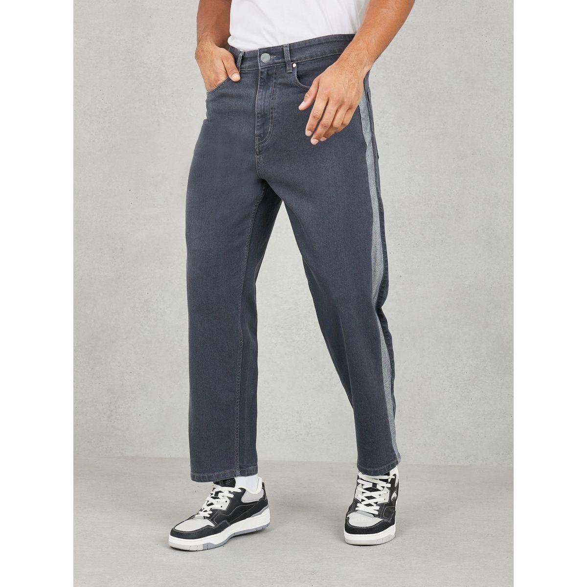 Styli Side Contrast Panel Loose Fit Jeans-men-clothing-bottoms-jeans-image-1