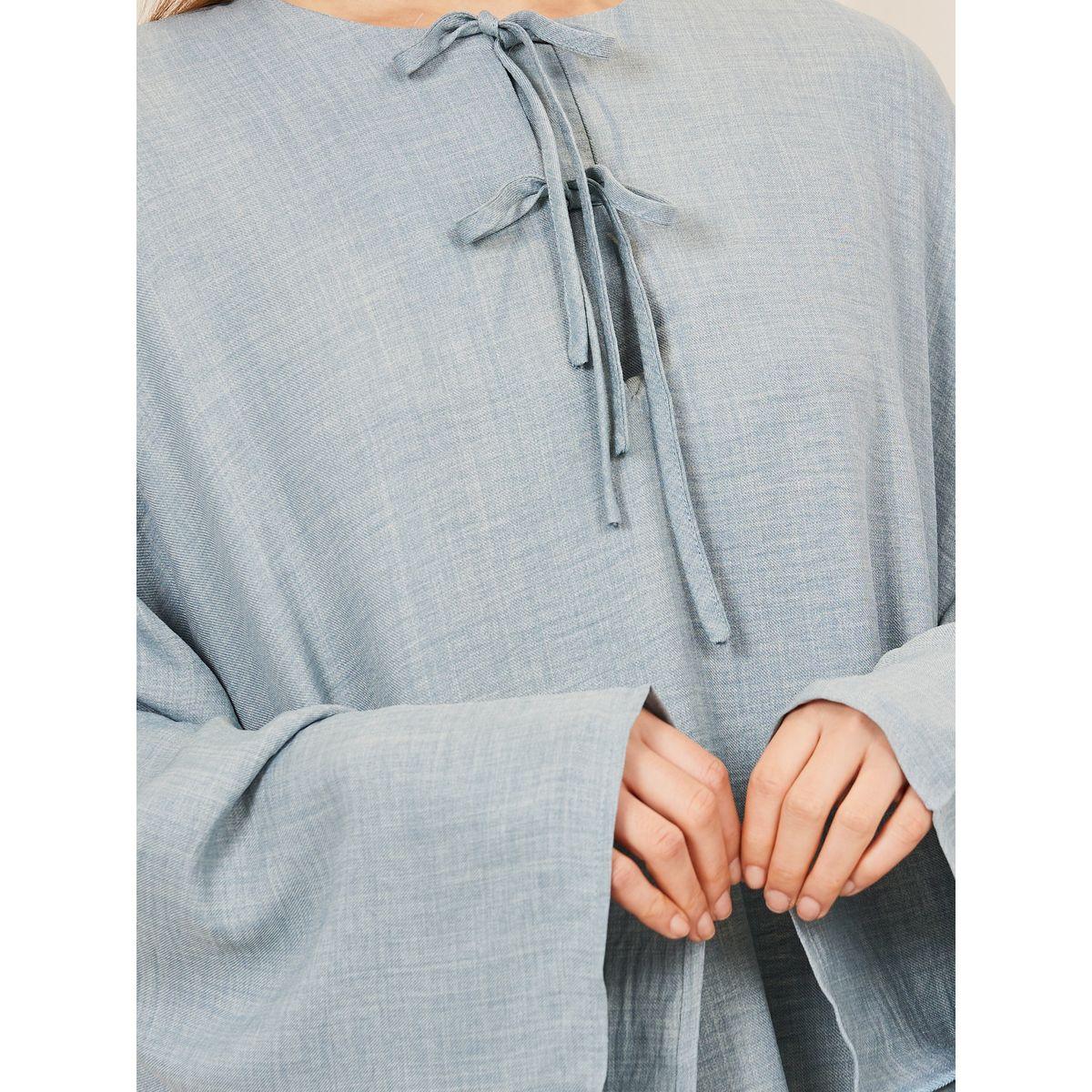 Styli Textured Tie Up Neck Jalabiya-women-arabicclothing-jalabiyas-image-3