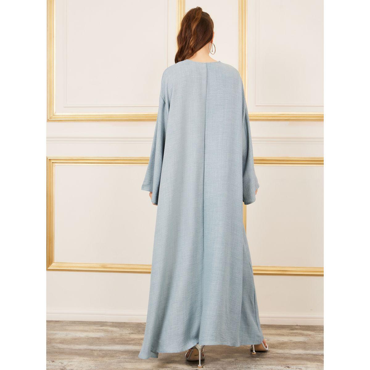 Styli Textured Tie Up Neck Jalabiya-women-arabicclothing-jalabiyas-image-4