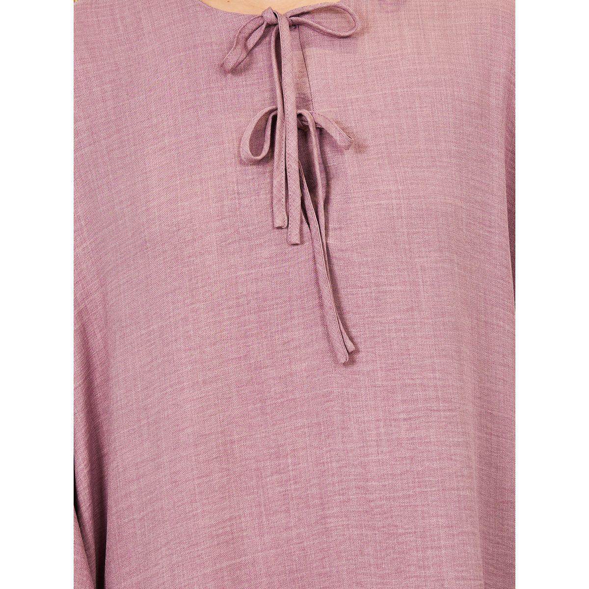 Styli Textured Tie Up Neck Jalabiya-women-arabicclothing-jalabiyas-image-3