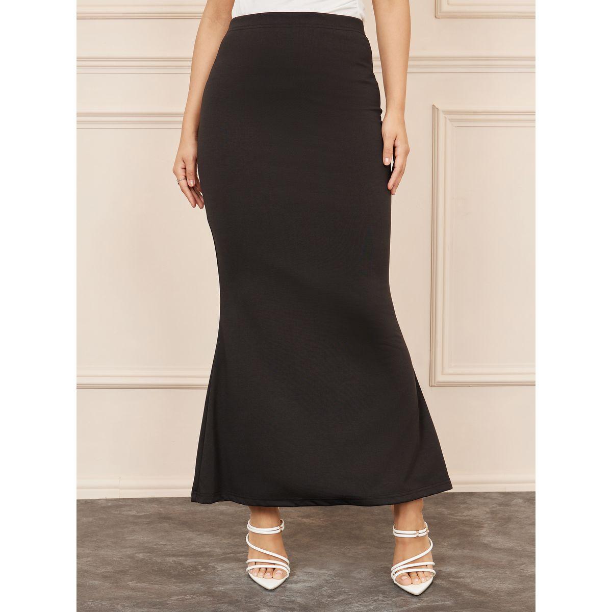 Styli Solid Fit and Flare Mermaid Maxi Skirt-women-clothing-bottoms-skirts-image-1