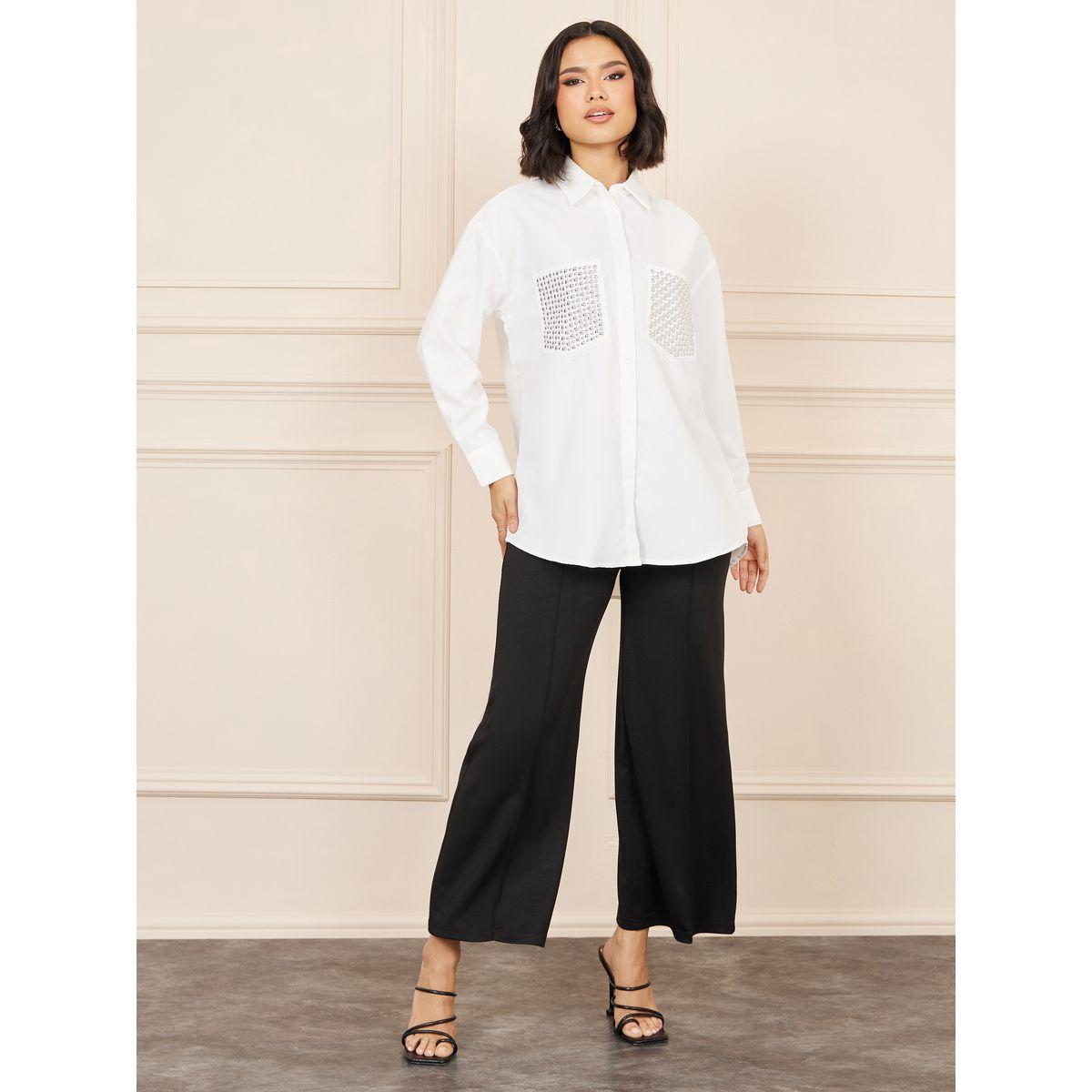 بلوزة واسعة باكمام طويل وتفاصيل جيوب-women-clothing-shirtsandblouses-shirts-image-2