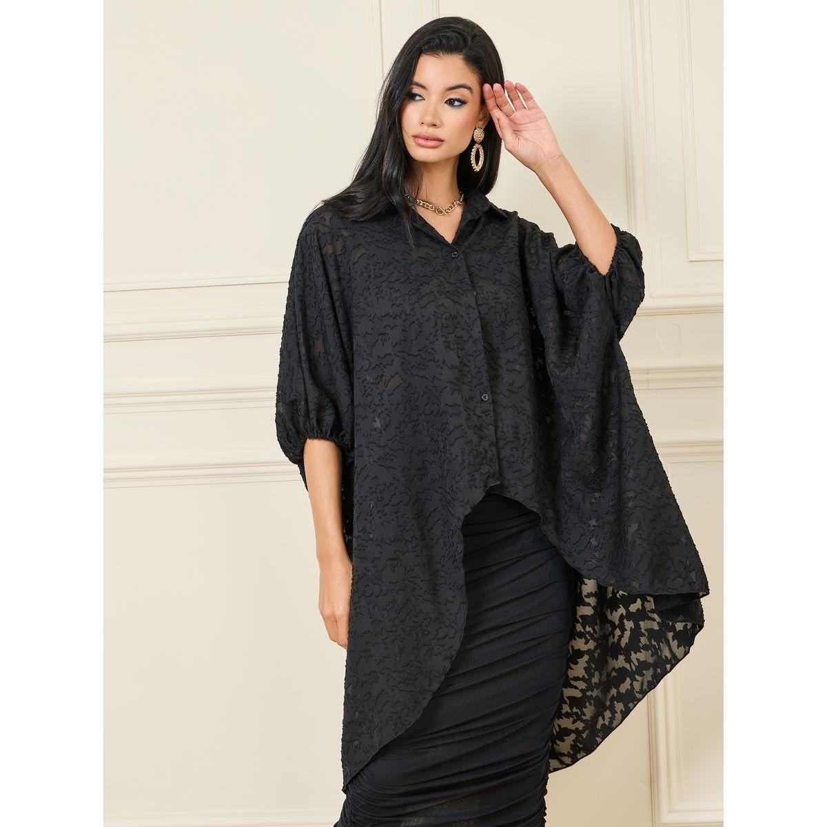 بلوزة تونيك بحافة غير متماثلة الطول-women-clothing-shirtsandblouses-shirts-image-1